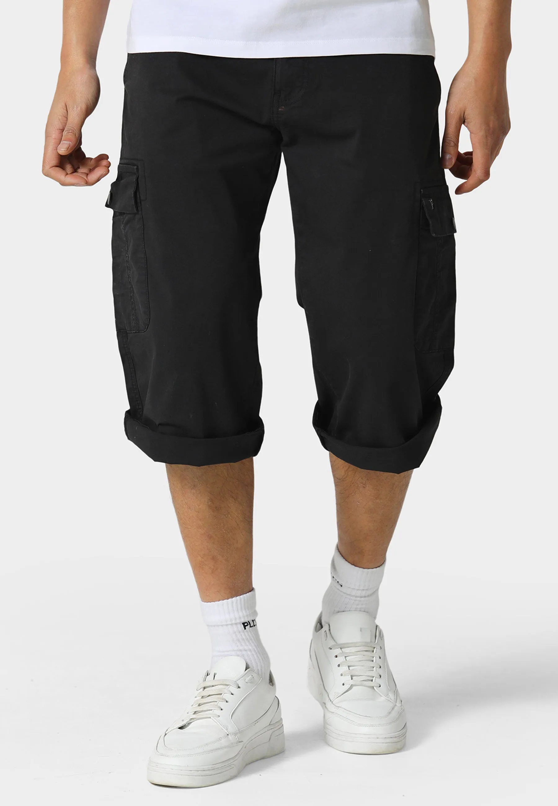 Adjustable Fit Travel Flex Hykeham Black Cargo Shorts
