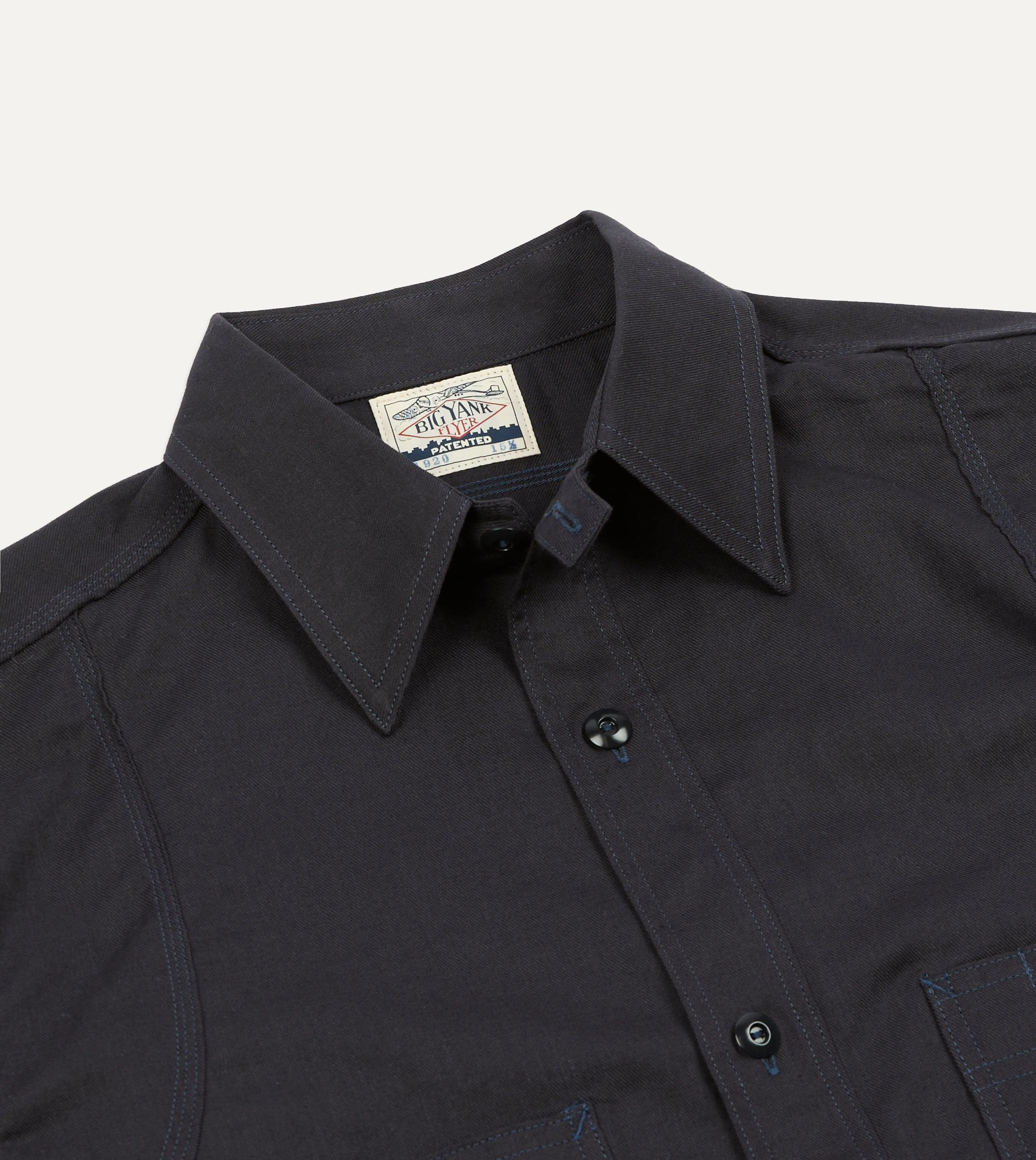 Breathable Wear Fit Big Yank '1920' Indigo Cotton-Linen Twill Flyer Shirt
