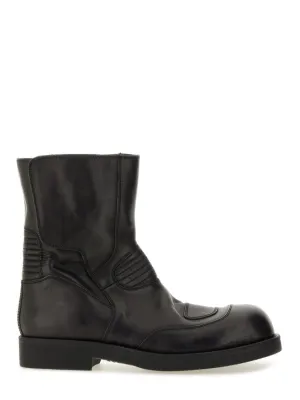 Mid-Calf Black Leather Biker Boots All Day Standing