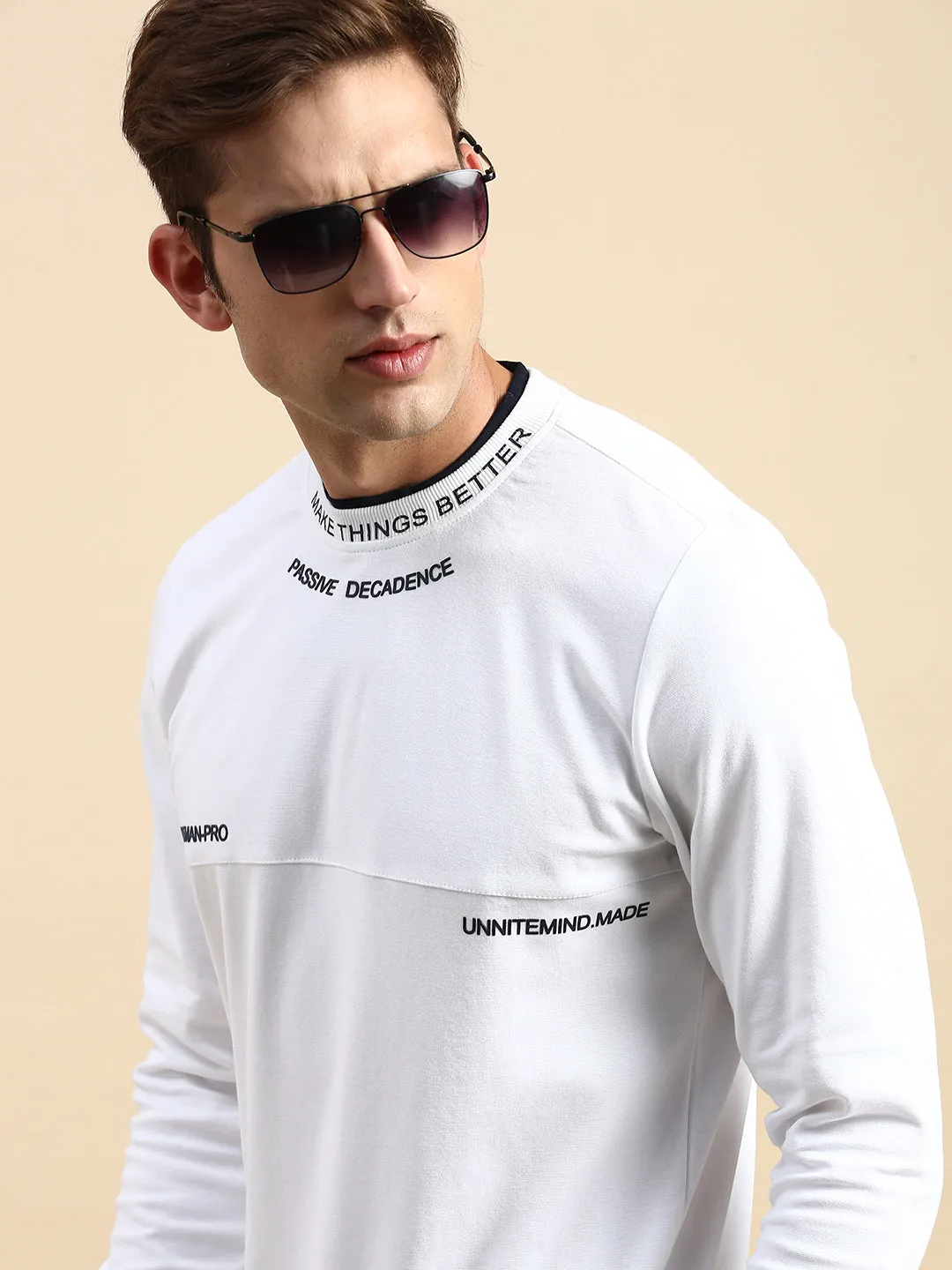 product eco friendliness level Active Design Men's White Round Neck Sweatshirt