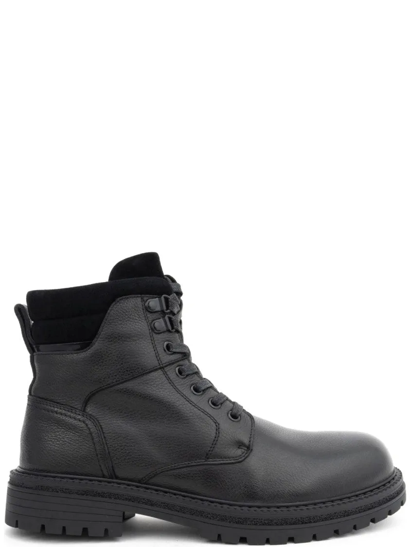 Lounge Fit Ankle Boots With Textured Black Leather