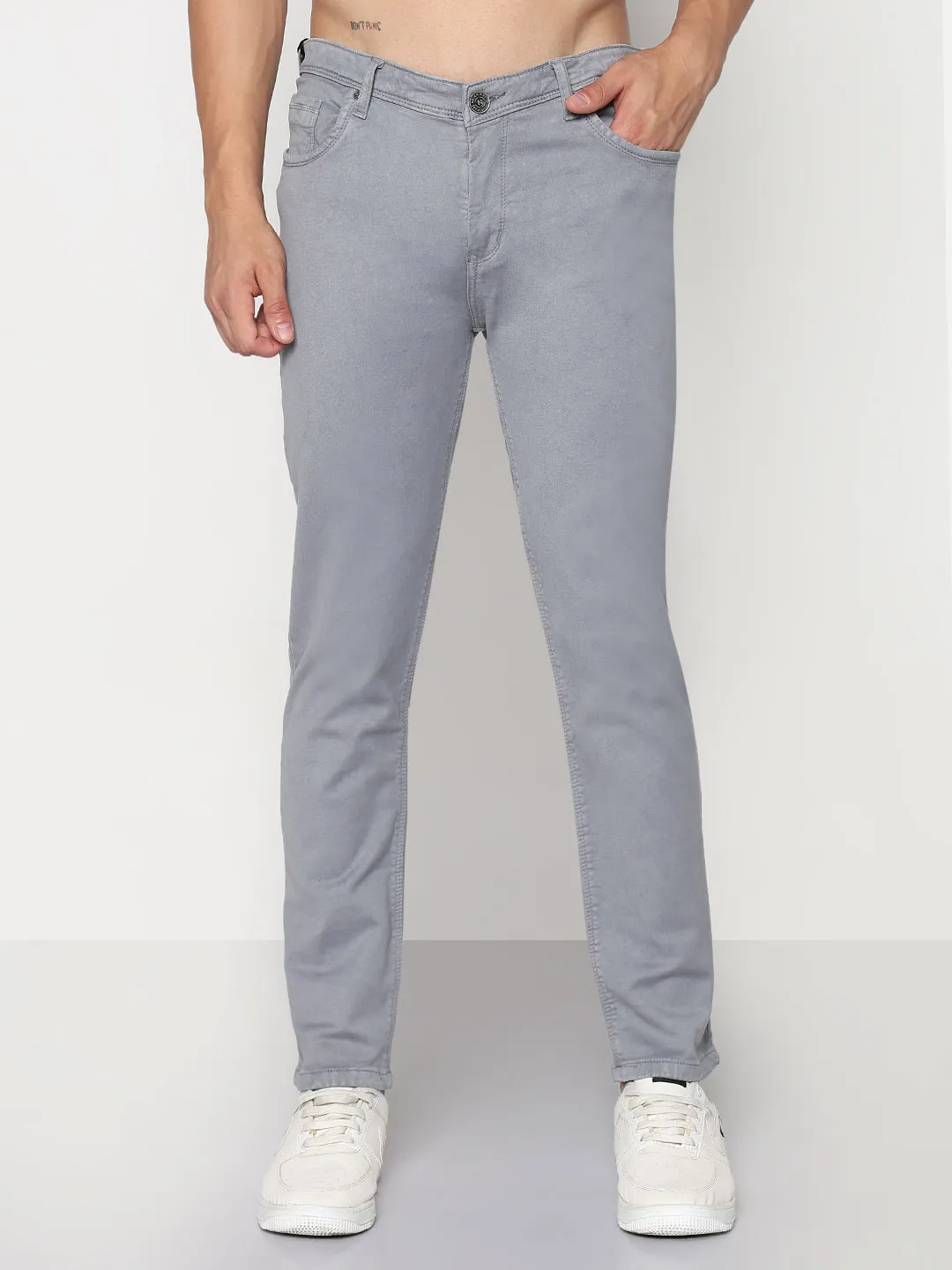 Men's Grey Slim Fit Jeans Comfy Tailoring Trendy Wear