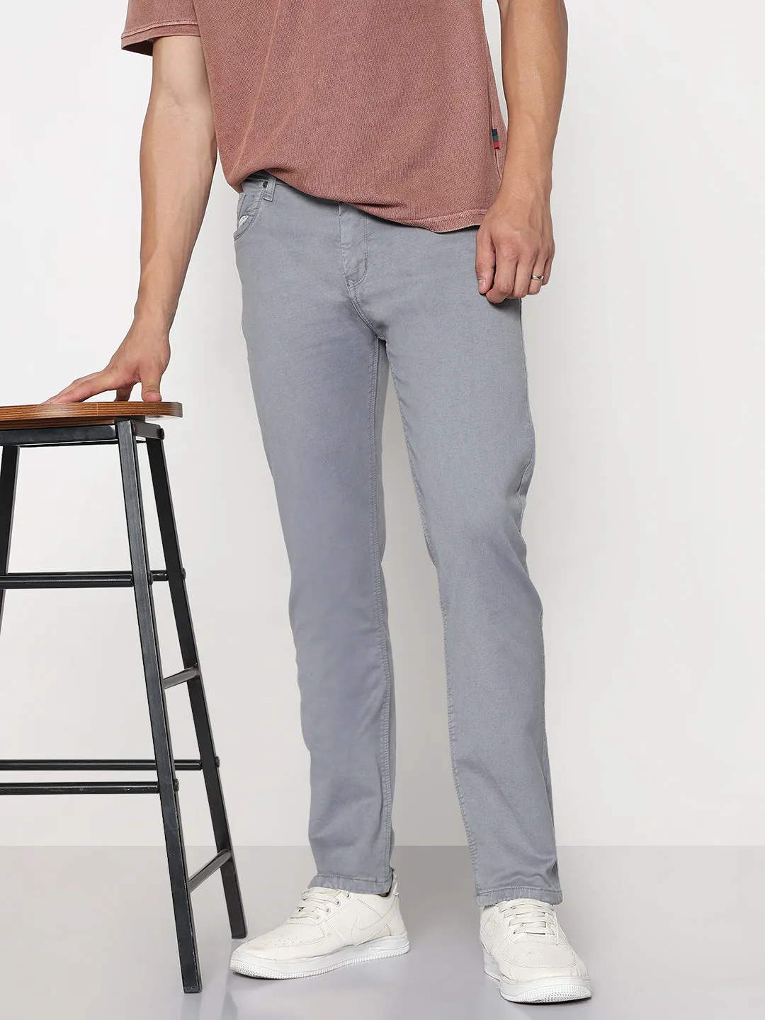 Versatile Design Wear Anytime Men's Grey Slim Fit Jeans
