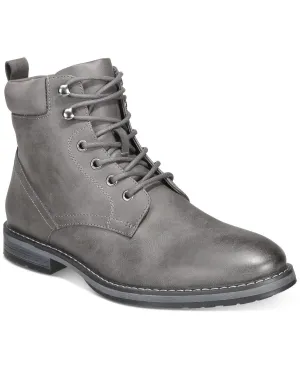 Anti Bacterial Wedge Sole Club Room Westin Boots Men's  Gray Faux Leather Round Toe Ankle ZPO3793