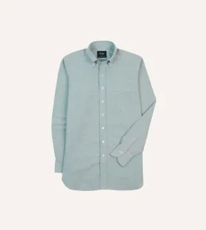 Embroidered Details Timeless Comfort Wear Green Cotton Oxford Cloth Button-Down Shirt