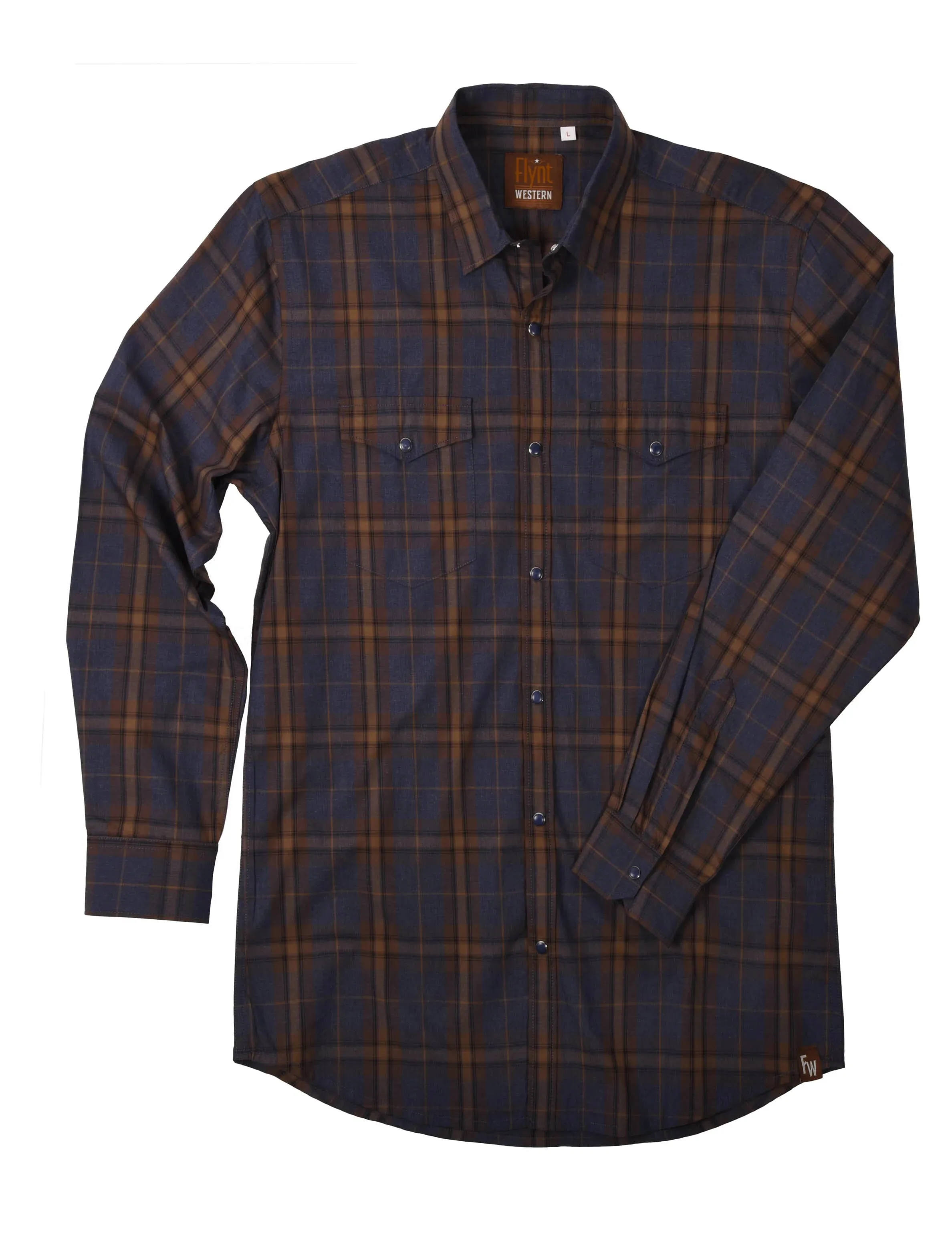 Comfortable apparel Flynt Western Men's Amistad Western Pearl Snap Shirt in Dark Blue Plaid