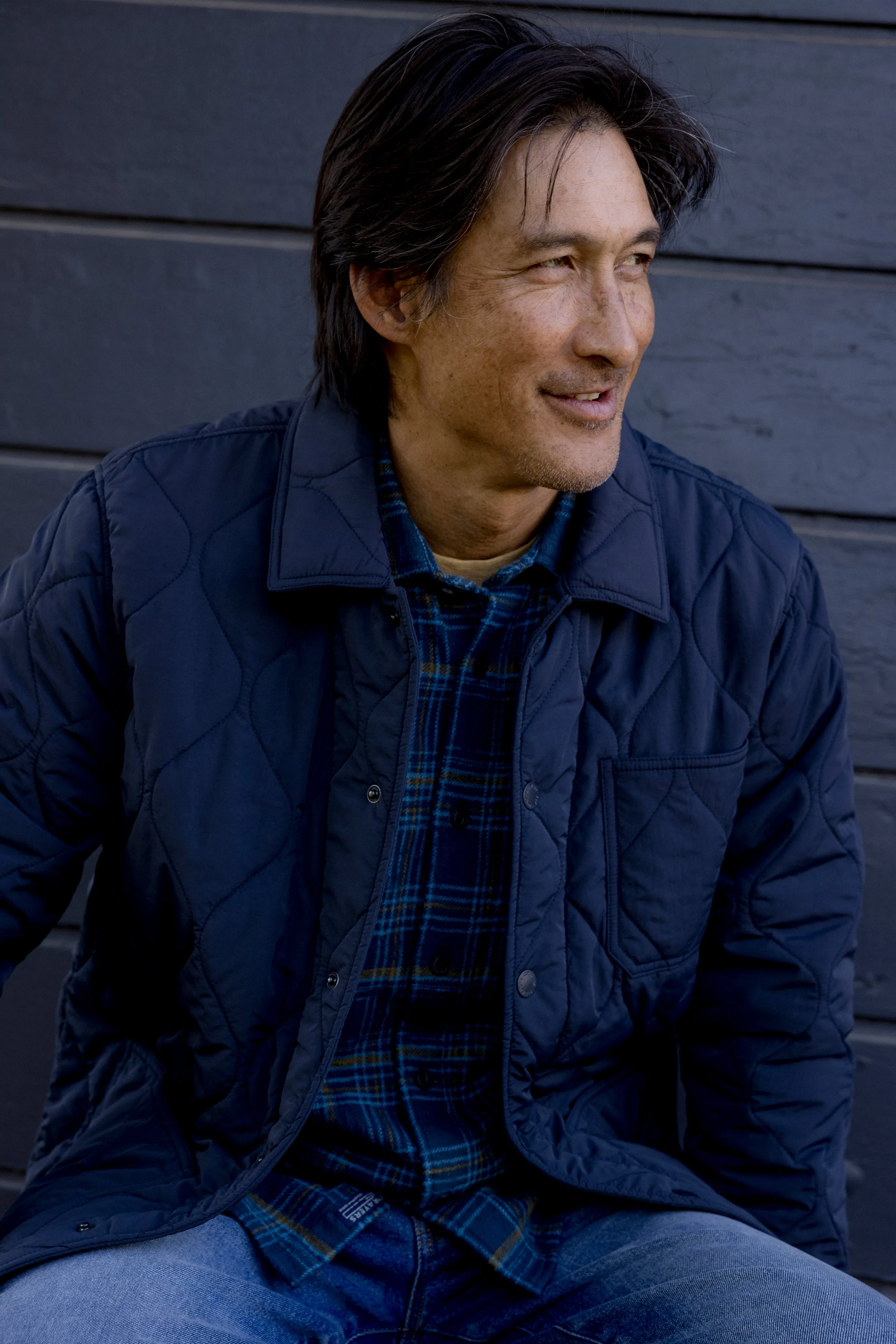 Seam Sealed Roll up sleeves Putnam Quilted Chore Jacket - Navy