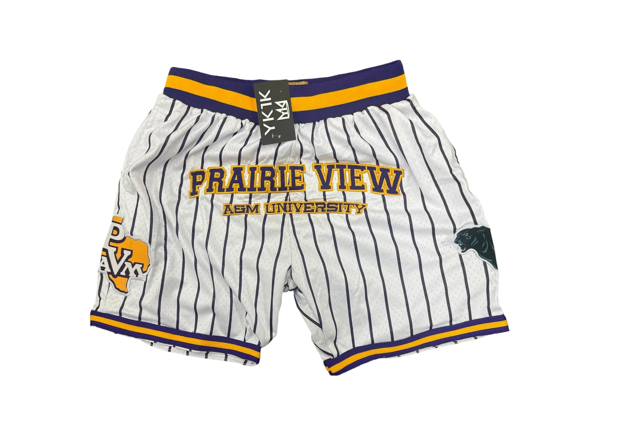 Comfy Layer PVAMU BASKETBALL SHORTS WHITE PURPLE PINSTRIPES 2.0