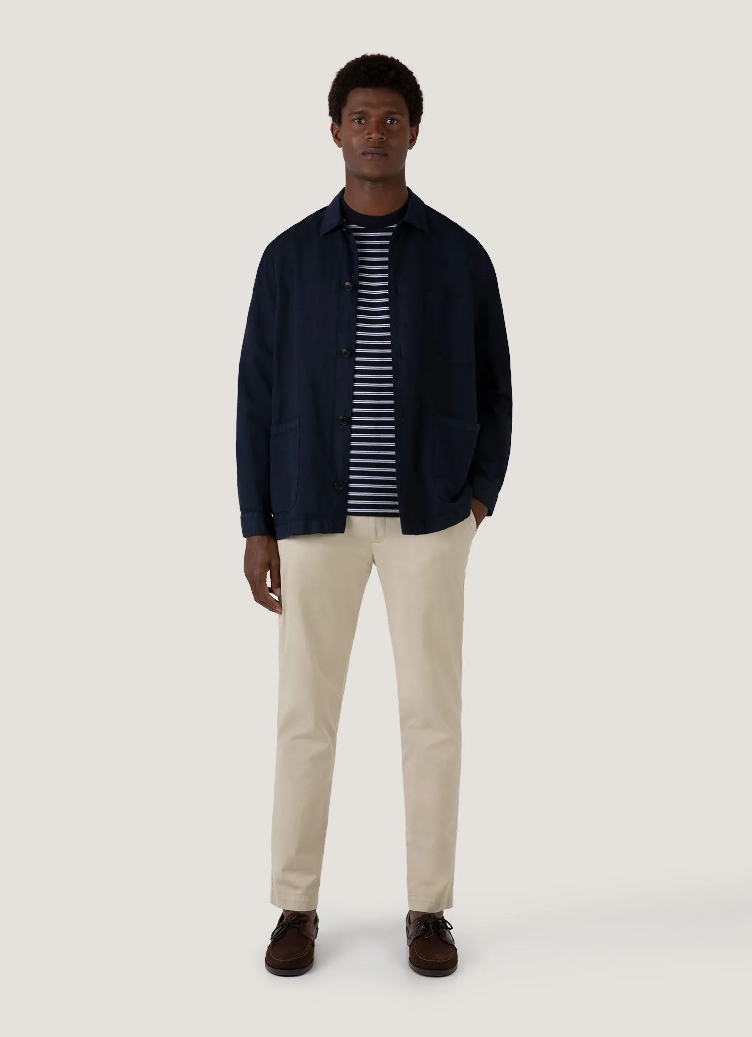 semi-formal style Versatile Outfit Men's Relaxed Fit Heavyweight T-shirt in Navy/White