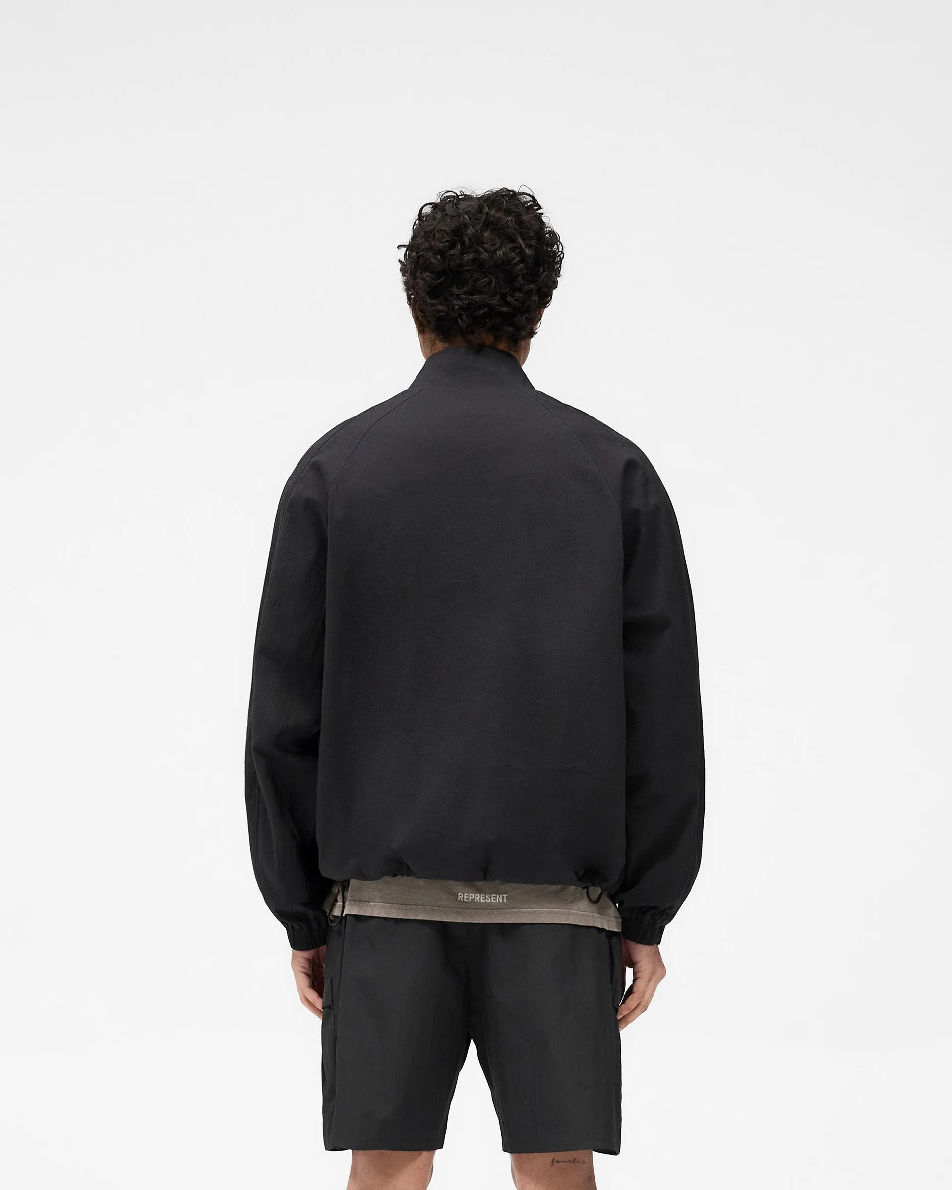 Lightweight Windbreaker Tech Quarter Zip Jacket - Black