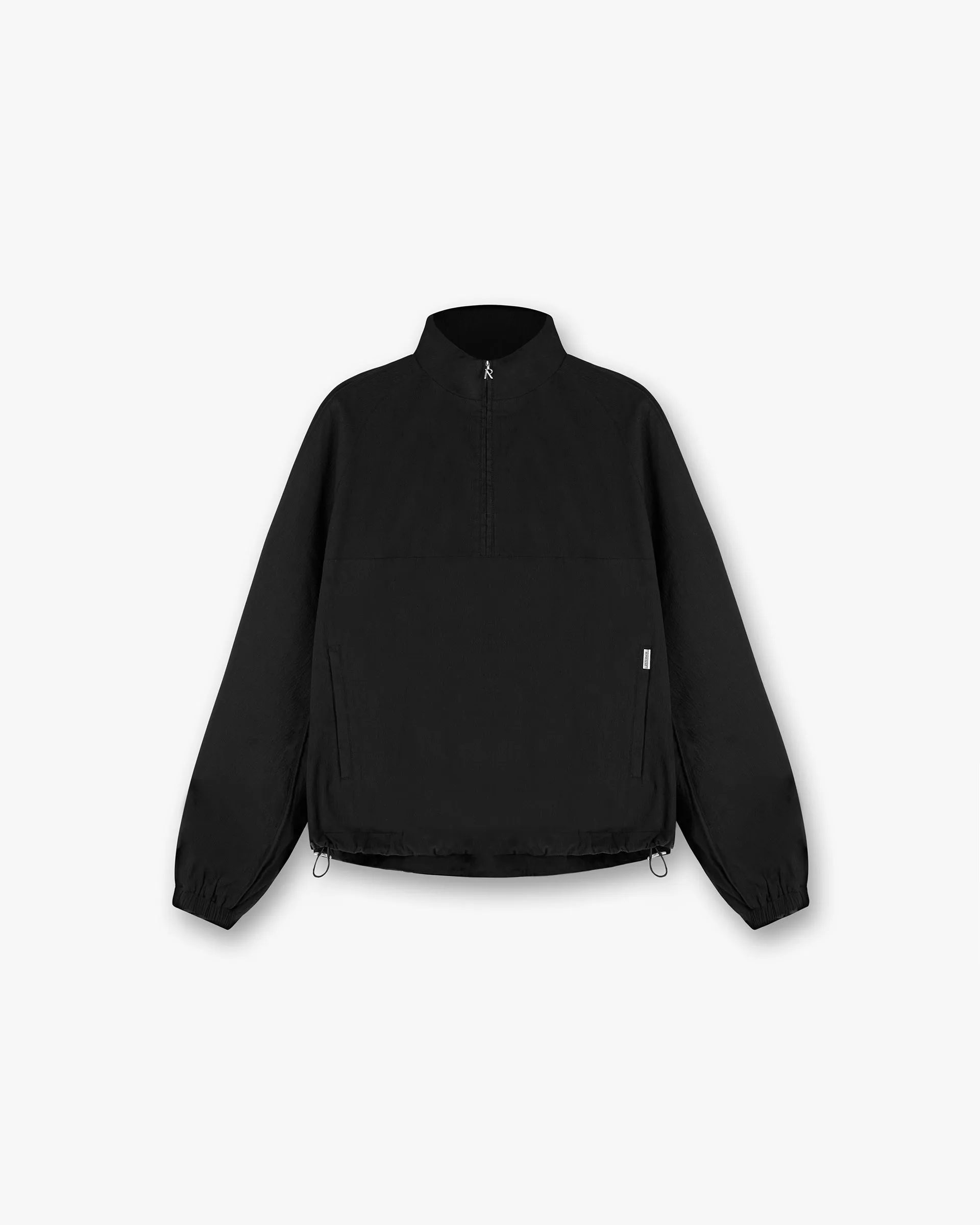 Quarter Zip Jacket - Black DoubleLayered Collar Simple Modern Piece