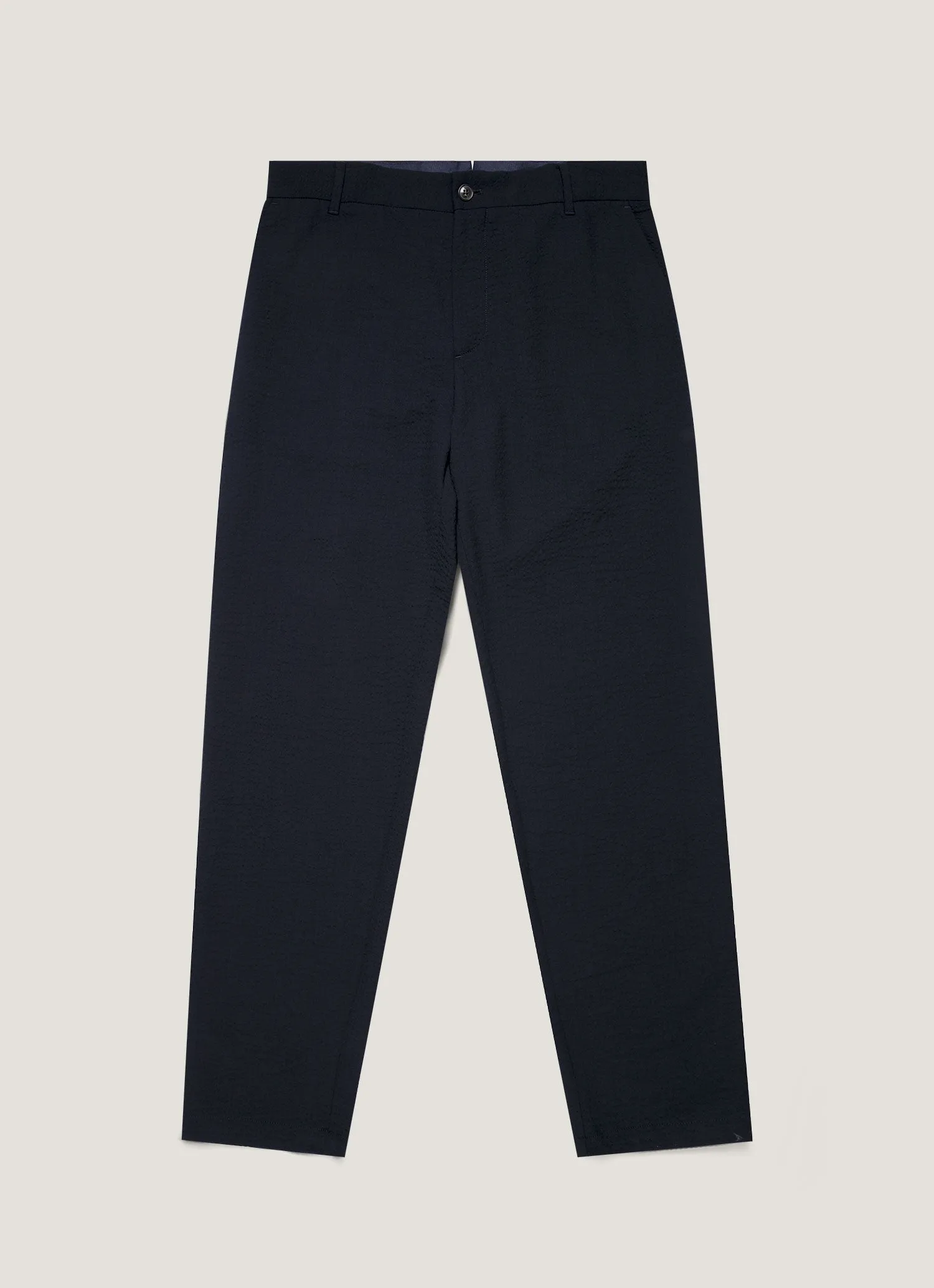 Stay Flexible SoftCottonBlend Men's Seersucker Wool Trouser in Navy