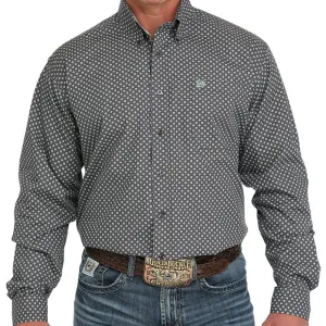 color blocking Cinch Men's L/S Classic Fit Geometric Western Button Down Shirt in Gray