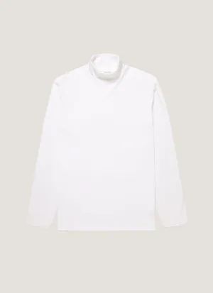 Cotton Blend Active Lifestyle Men's Roll Neck Heavyweight T-shirt in White