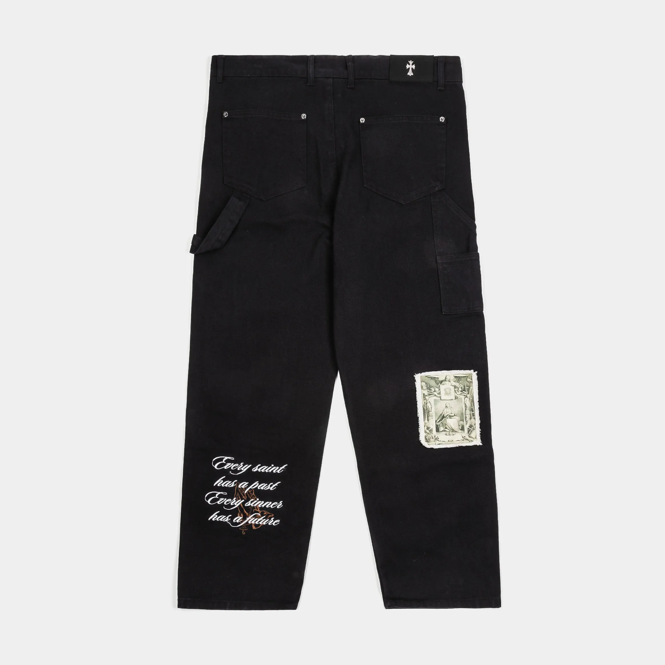 Crosses Patched Denim Mens Pants (Black/White) Ready For Action