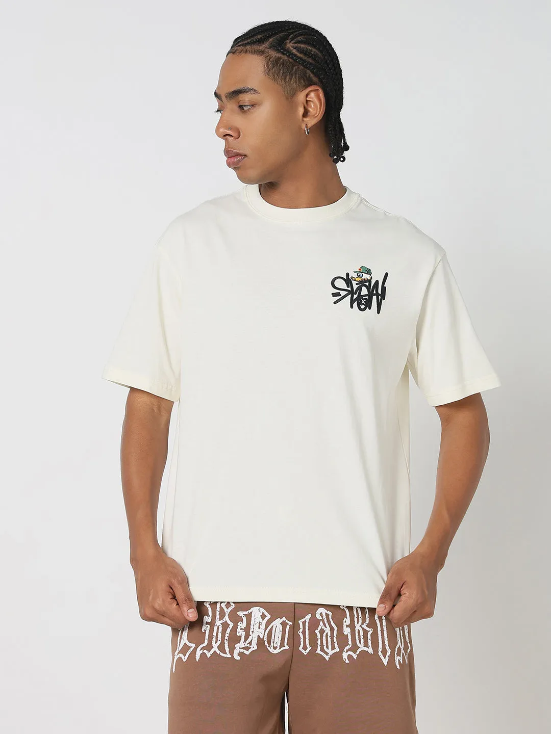 Men's Casual White Graphic printed T-Shirt Elite Core