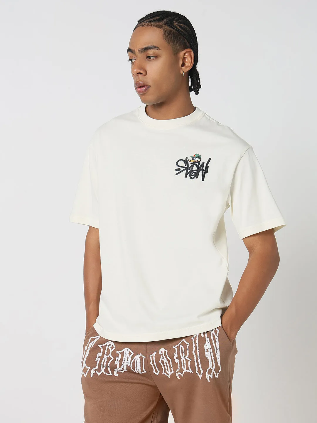 Men's Casual White Graphic printed T-Shirt Velvet Soul All Day