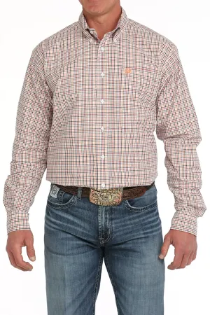 Everyday Top Simple yet stylish Cinch Men's L/S Classic Fit Plaid Western Button Down Shirt in White