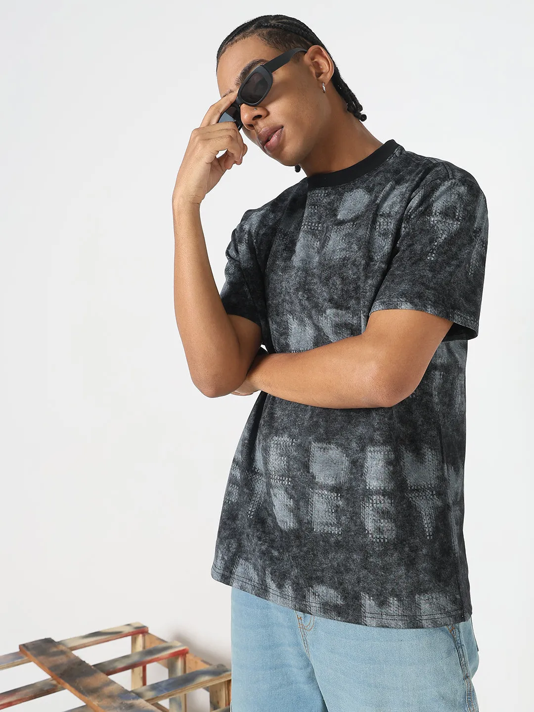 Men's Casual Grey Typography T-Shirt Stylish Blouse