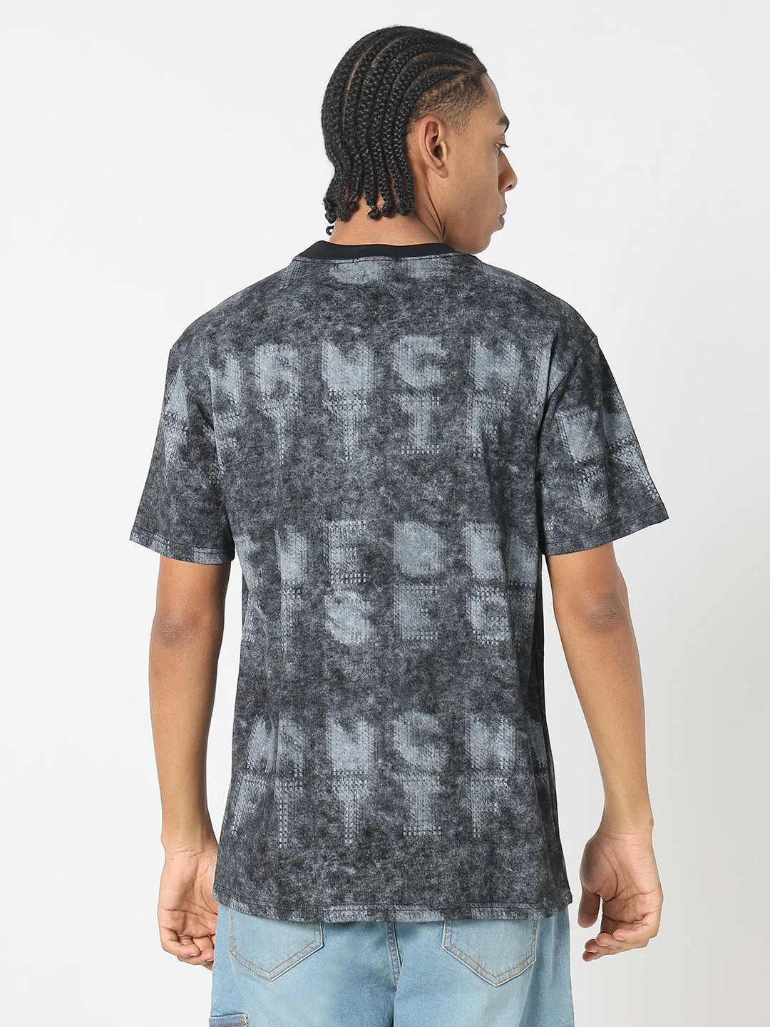 Holiday Glow Layering Piece Men's Casual Grey Typography T-Shirt