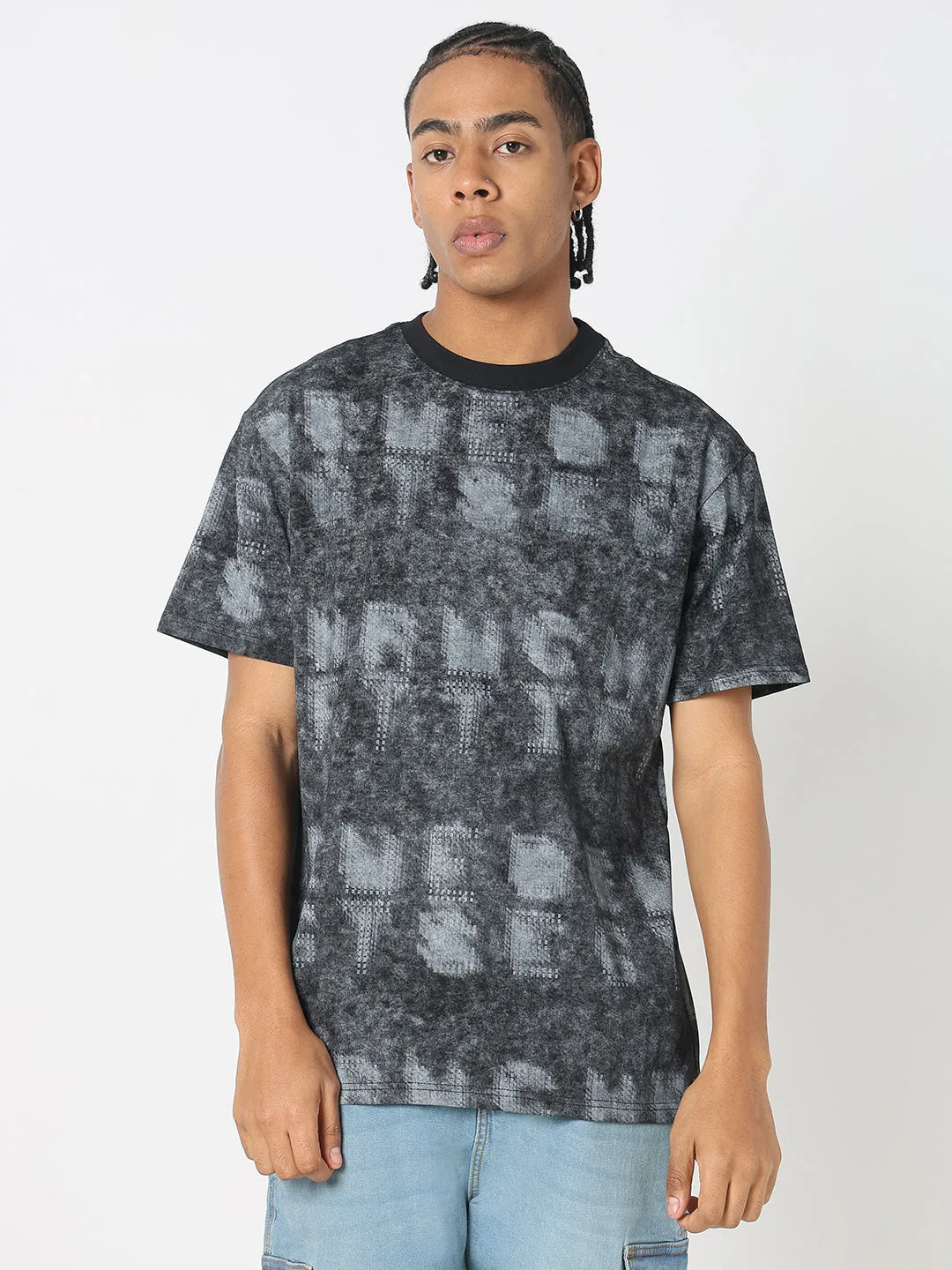 Men's Casual Grey Typography T-Shirt Layer Safe StretchableFabric