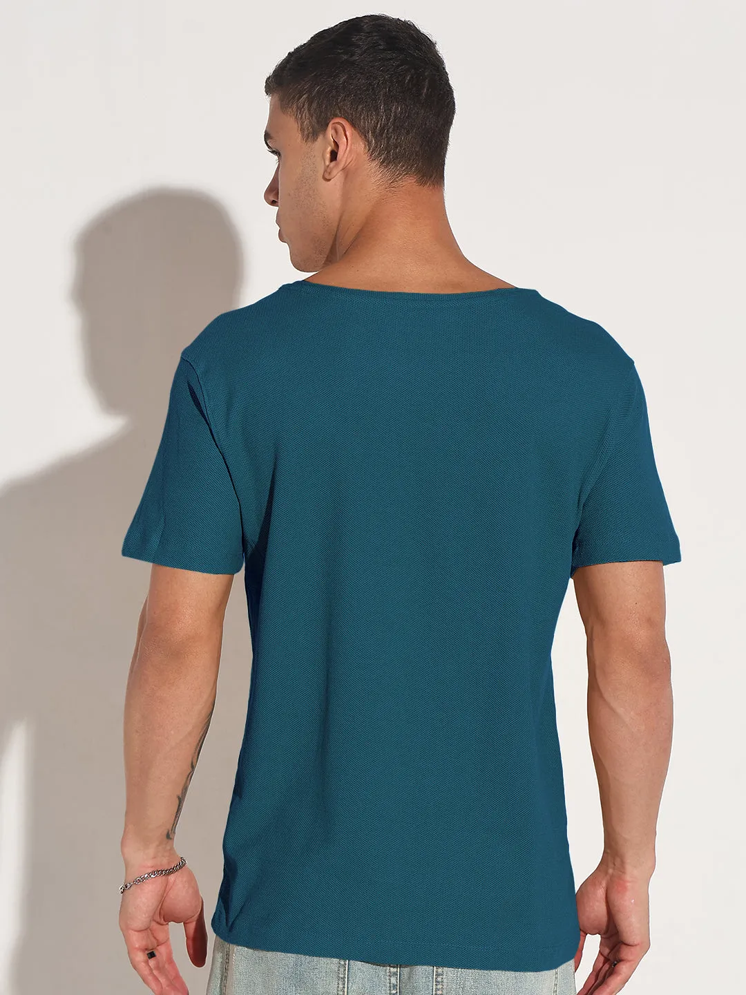 Airflow Vents french chic Men's Blue Round Neck Regular Fit T-Shirt