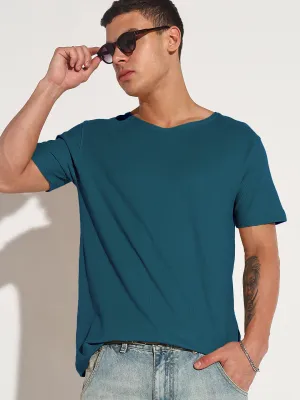 Men's Blue Round Neck Regular Fit T-Shirt Forest Air