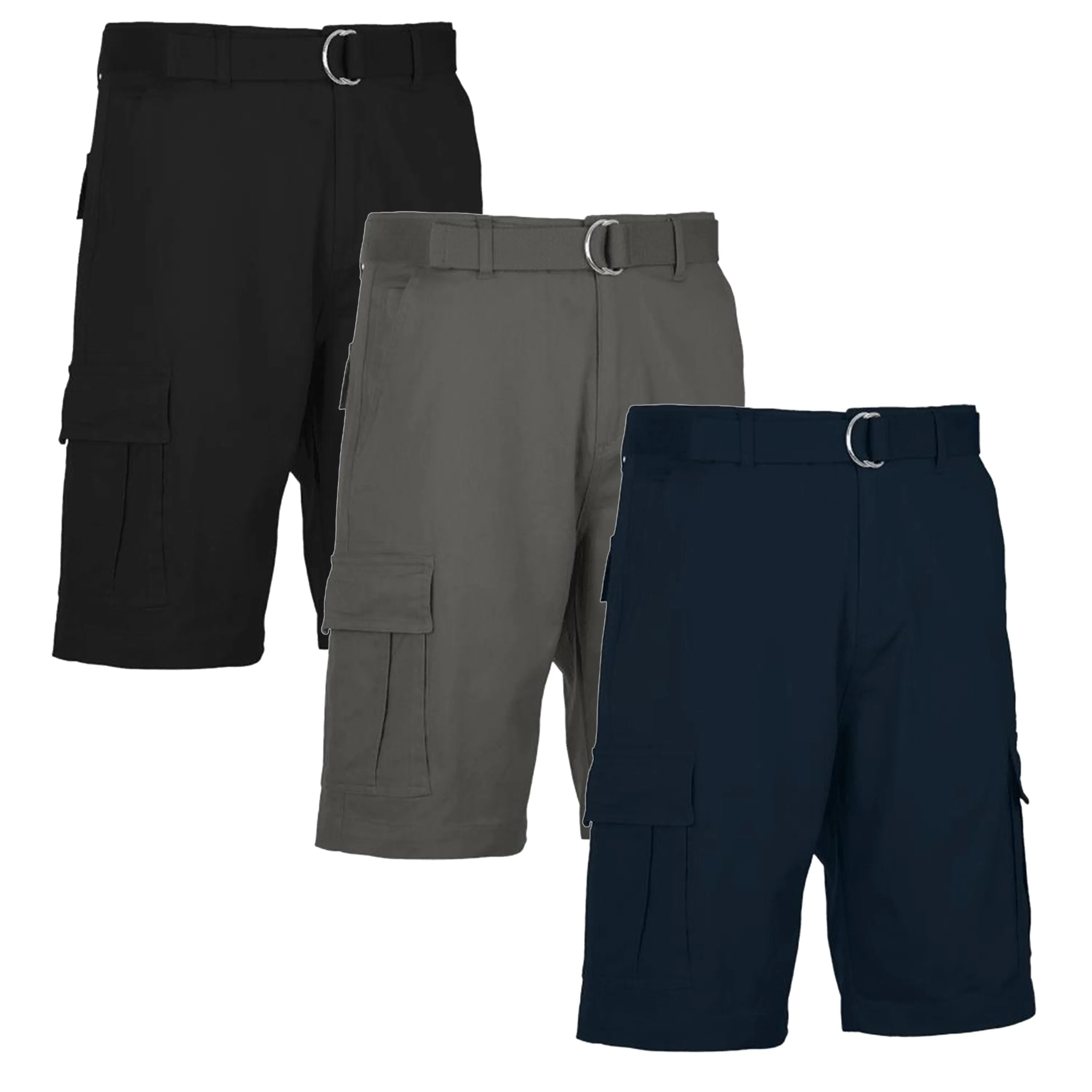 delivery work Weekend Comfort 3-Pack Men's Cotton Flex Stretch Cargo Shorts With Belt (Sizes, 30-42)