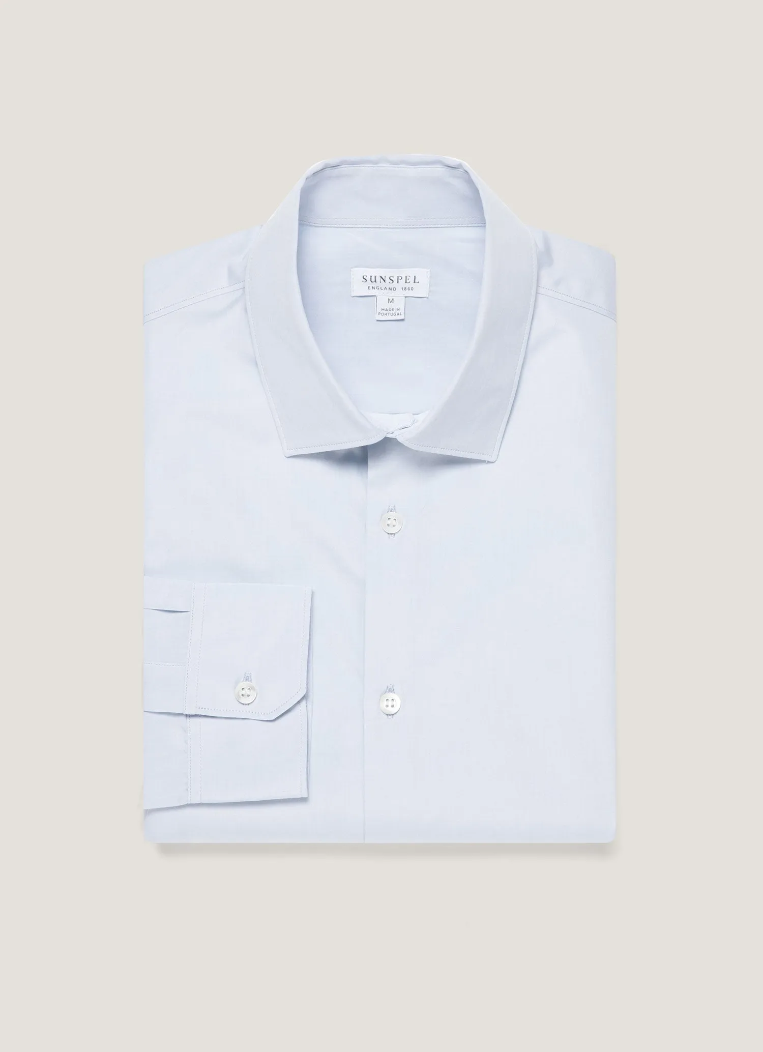Men's Sea Island Cotton Shirt in Light Blue High Durability Weave
