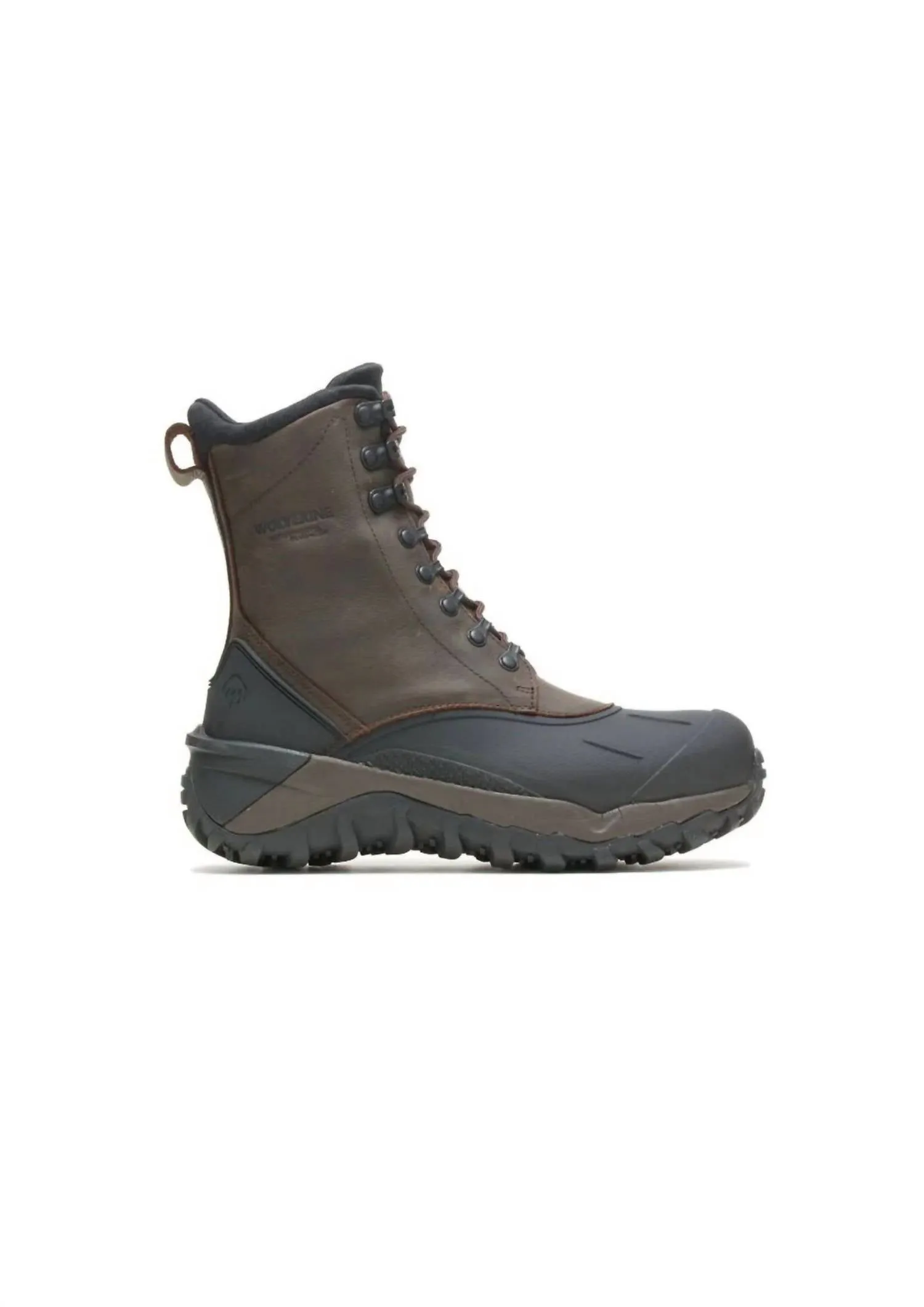 Men's Frost Tall Waterproof Snow Boots In Brown Flat Surface Boss Look