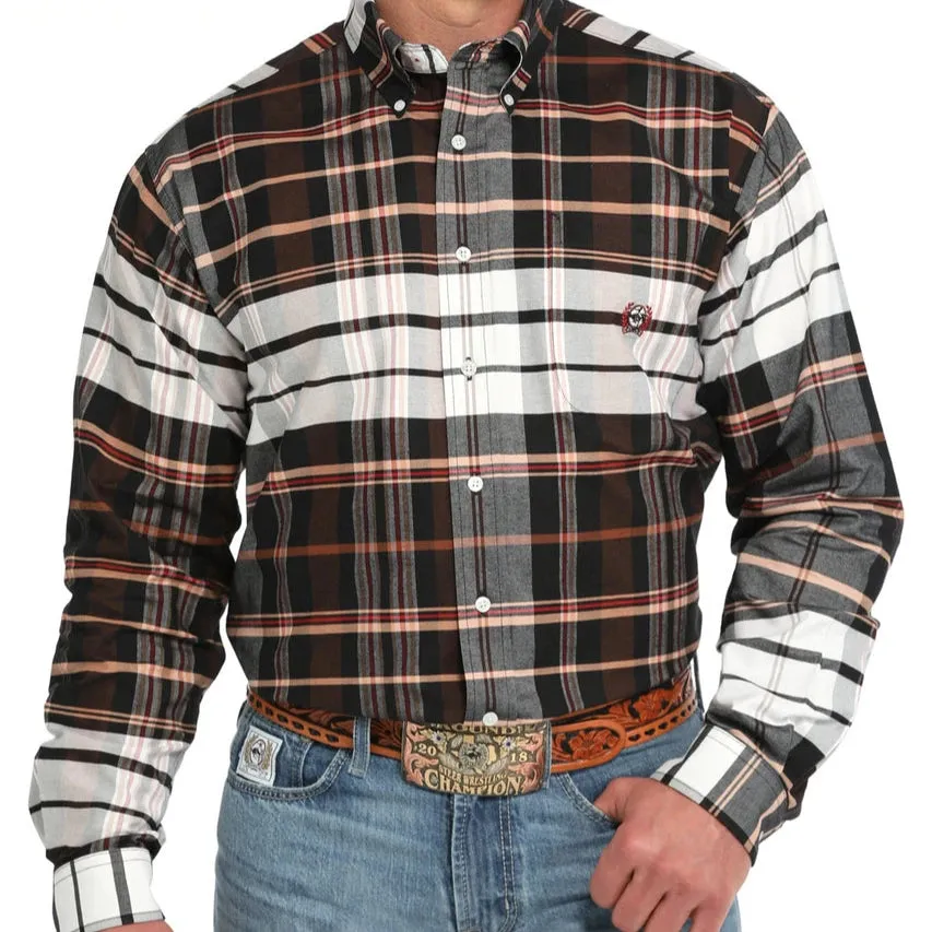 Comfy Vibes Cinch Men's L/S Classic Fit Oxford Plaid Western Button Down Shirt in Multi