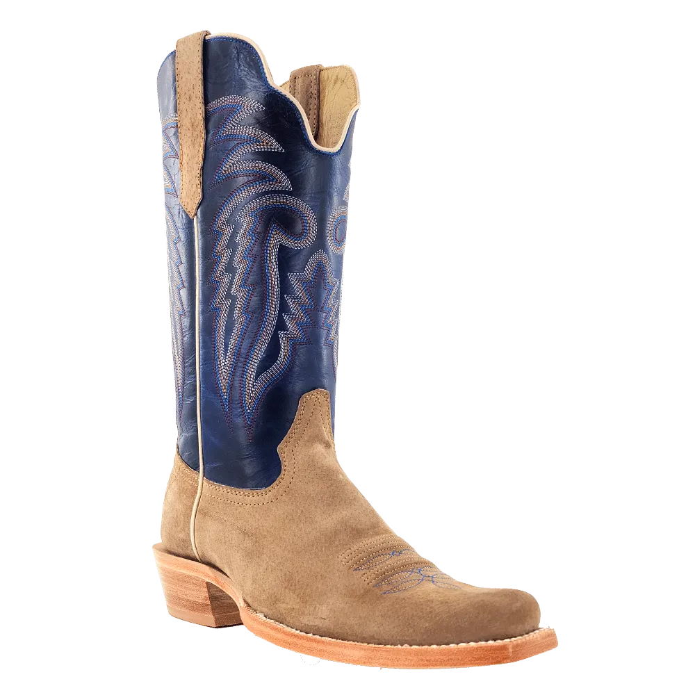 R. Watson Men's Narrow Square Toe Western Boot in Cafe Boar sports sweat-wicking