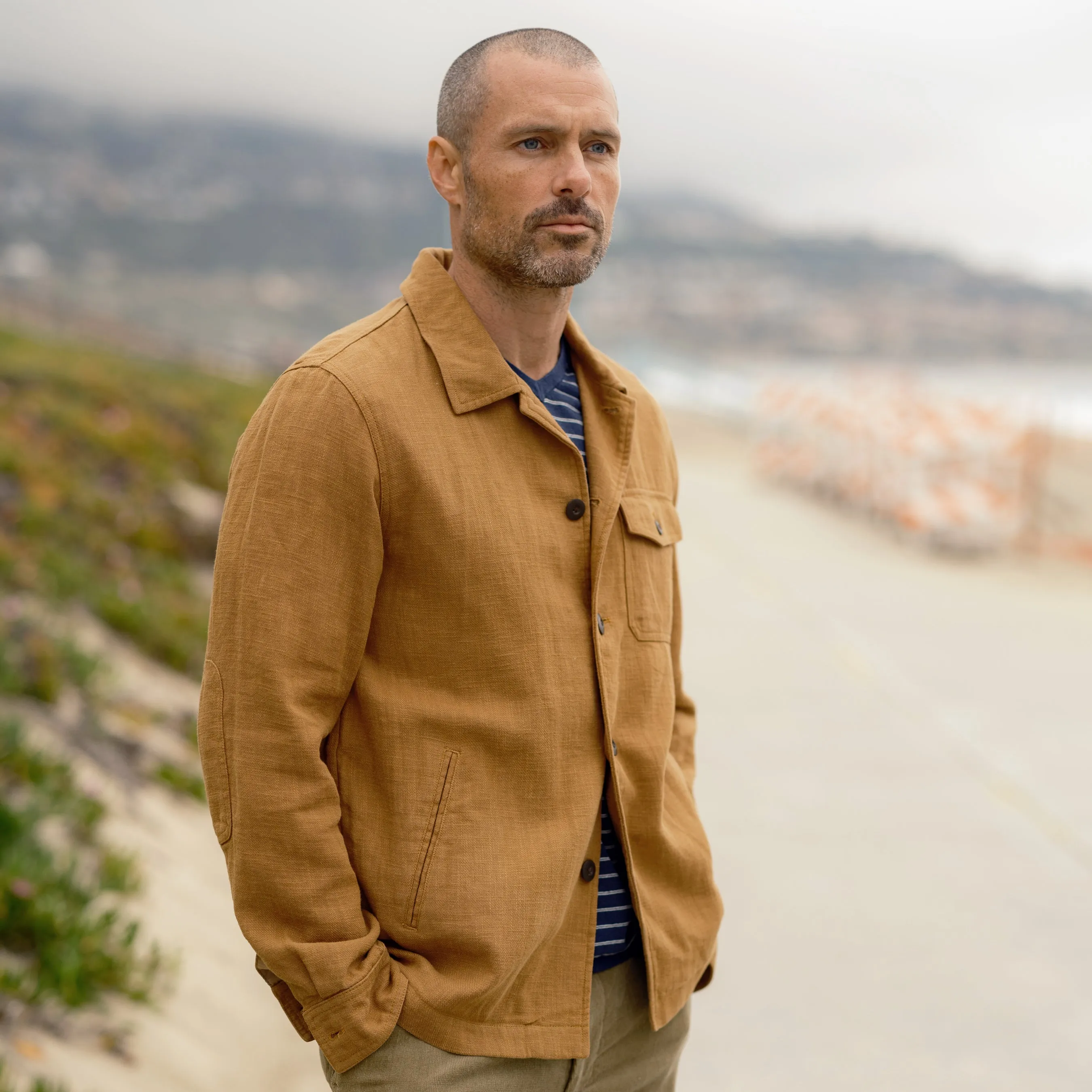 Odor Resistant Fabric Warm Layer Option Ramie Chore Jacket - Tobacco