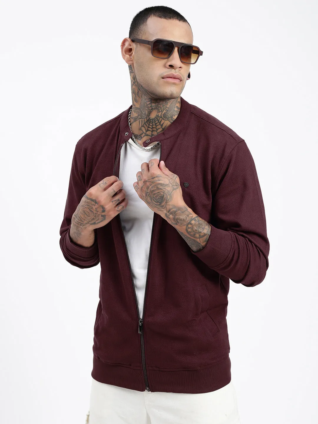 Comfy and Cozy Color fastness Men's Brown Solid Round Neck Sweatshirt