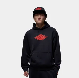 Patchwork Rare Air Fleece Pullover Mens Hoodie (Black/Red)