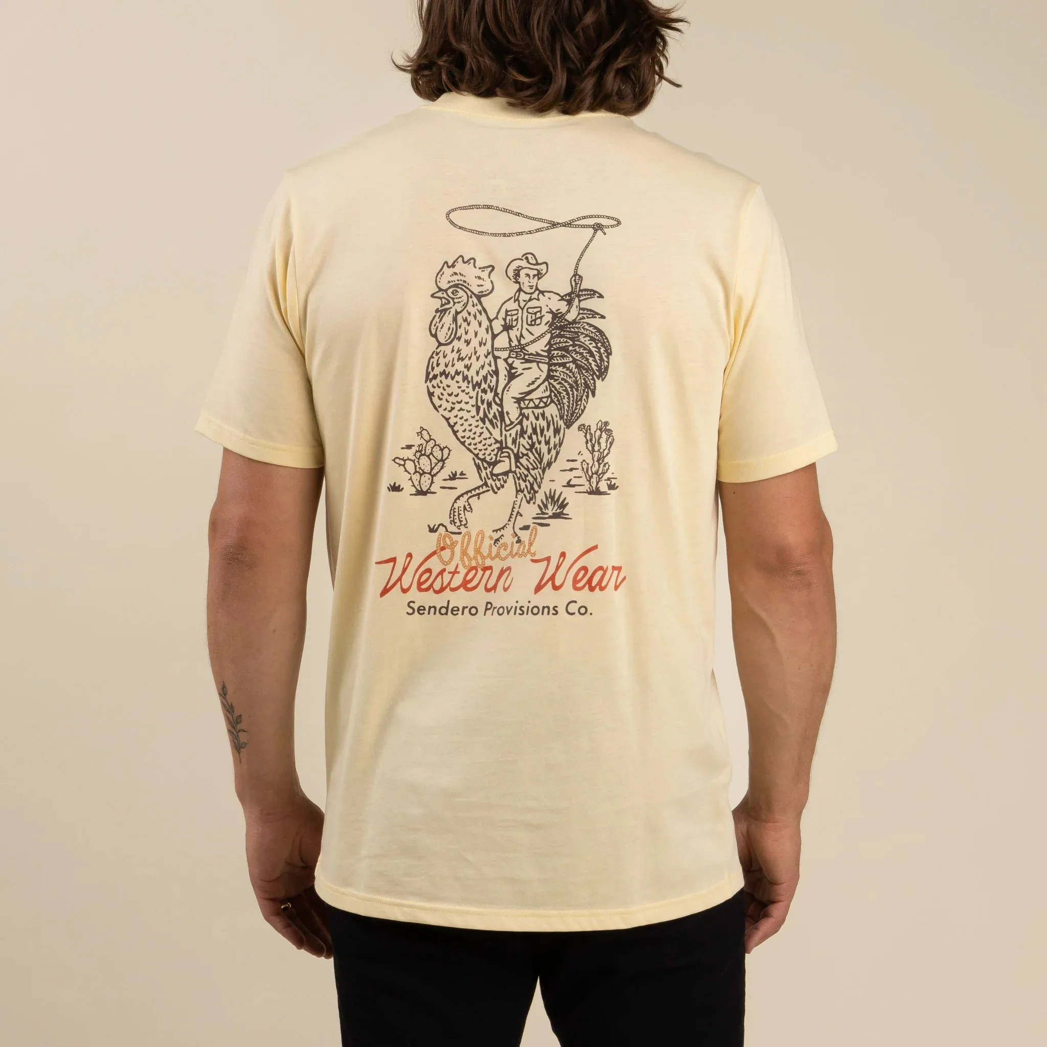 Brushed Interior Lining Sendero Provisions Co. Men's Official Western Graphic T-Shirt in Cream
