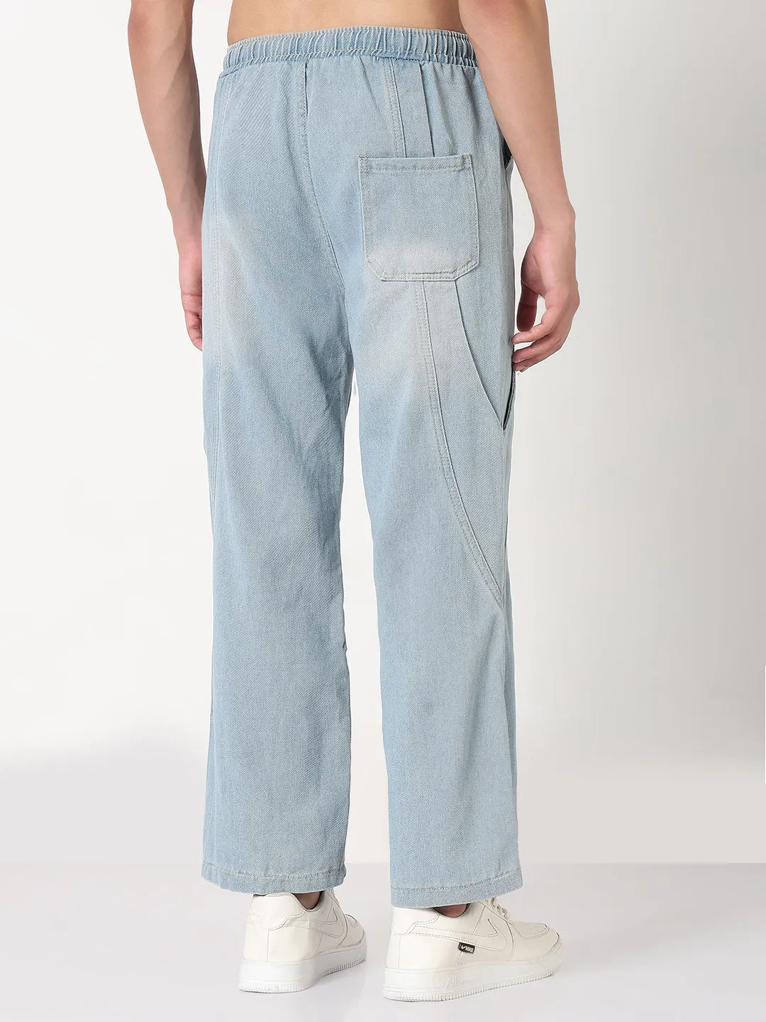 Mood Fit Men's Blue Washed Straight Fit Drawstring Jeans