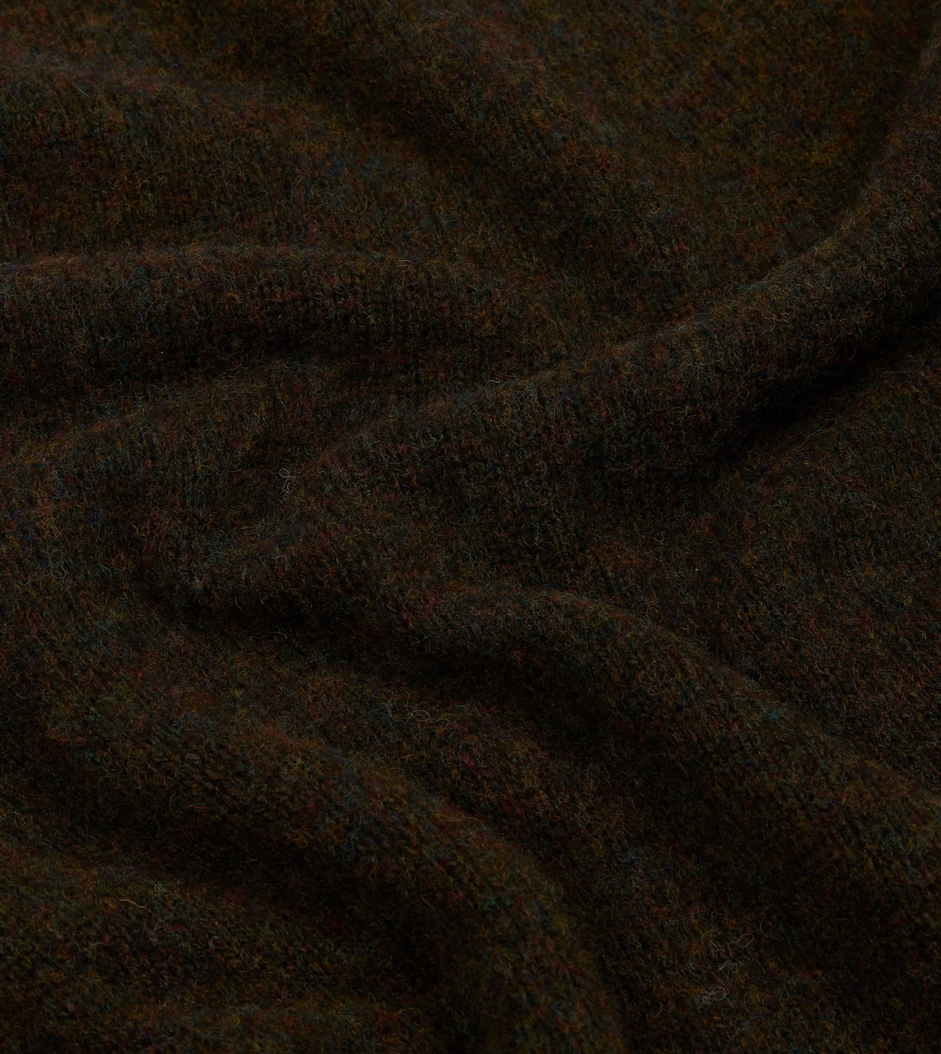 Gentle Wash Process Brushed Inner Lining Brown Brushed Shetland Mock Neck Jumper