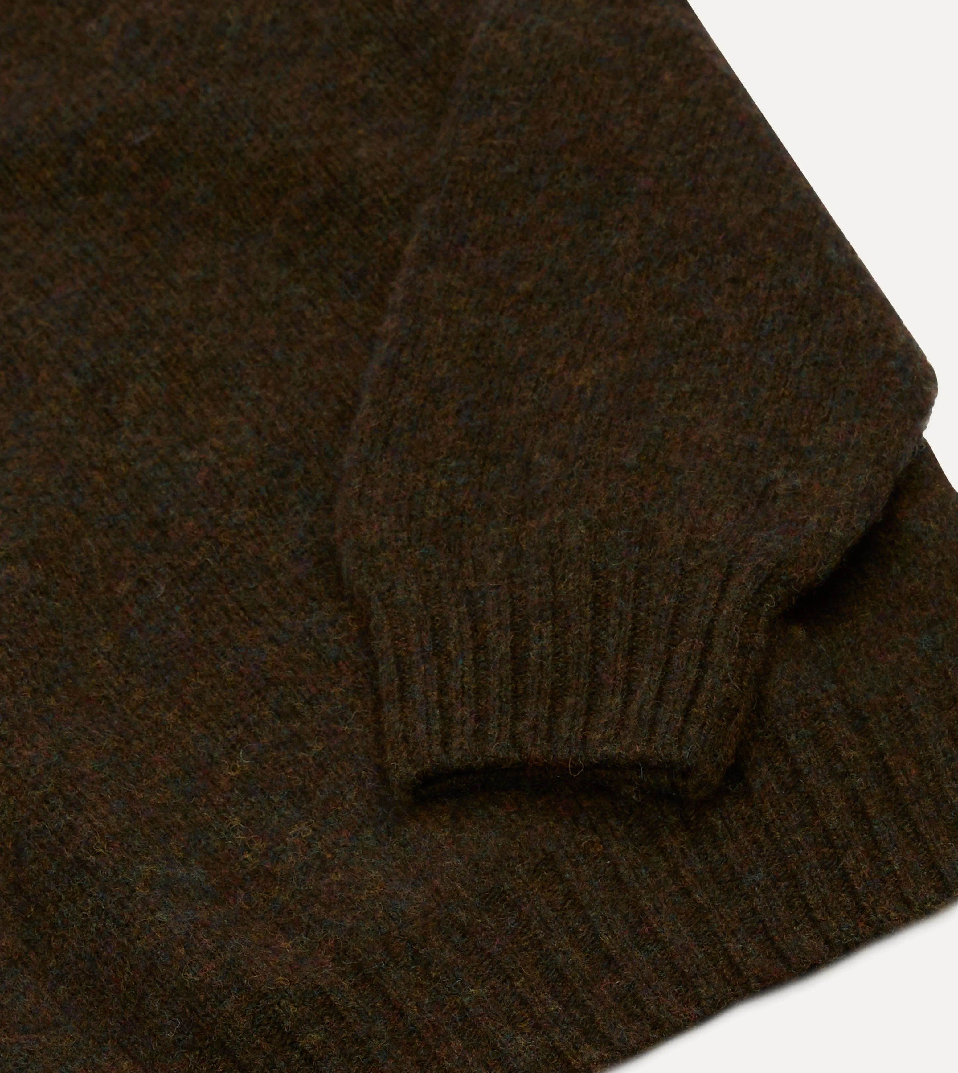 Street Warmth ZeroWaste Knitting Technique Brown Brushed Shetland Mock Neck Jumper