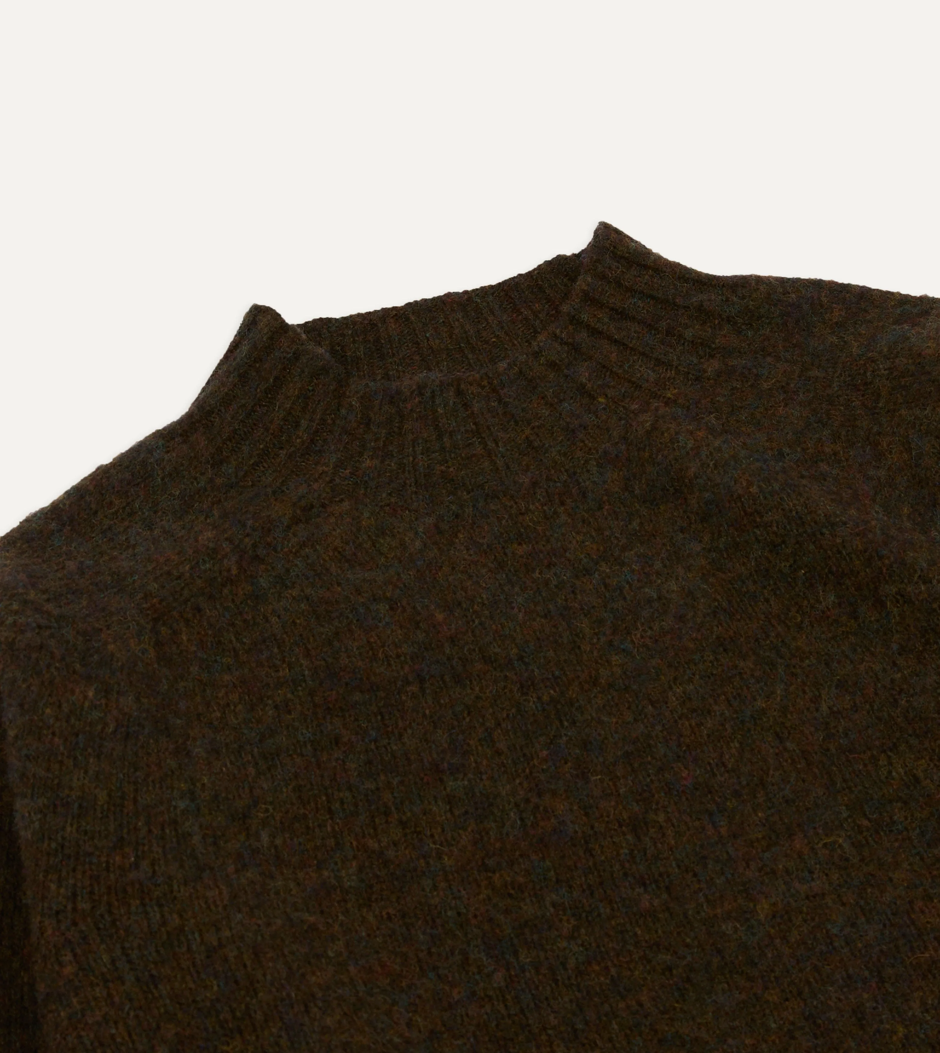 Chill Vibe HeatTrapping Fibers Brown Brushed Shetland Mock Neck Jumper