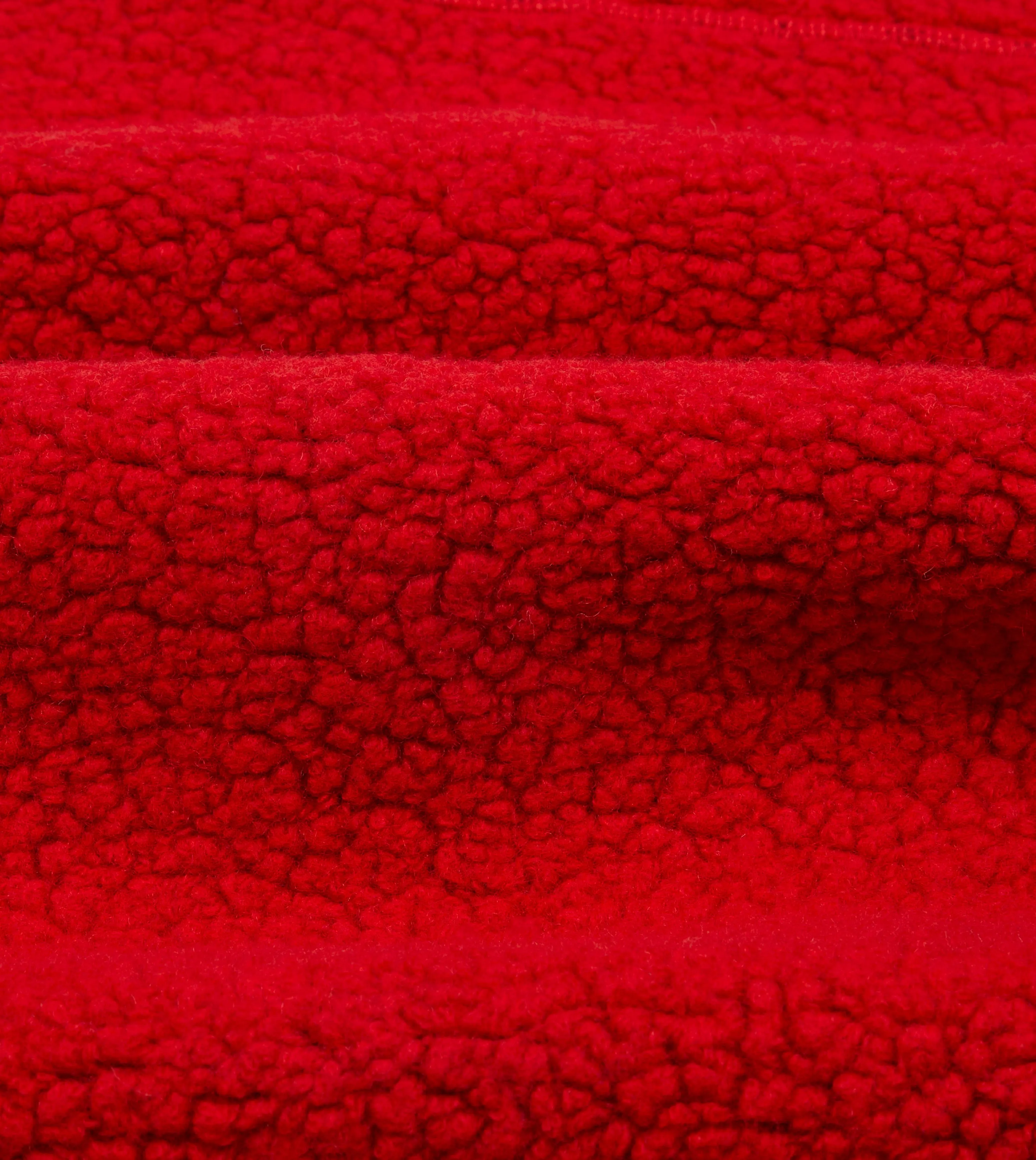 Elastic cuffs Red Boucle Wool Zip Fleece Vest