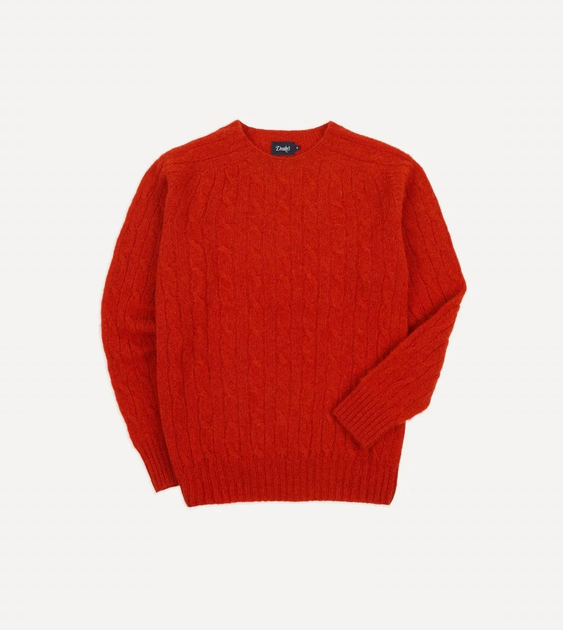 Fresh Trend Chill Wear Red Brushed Cable Knit Shetland Crew Neck Jumper