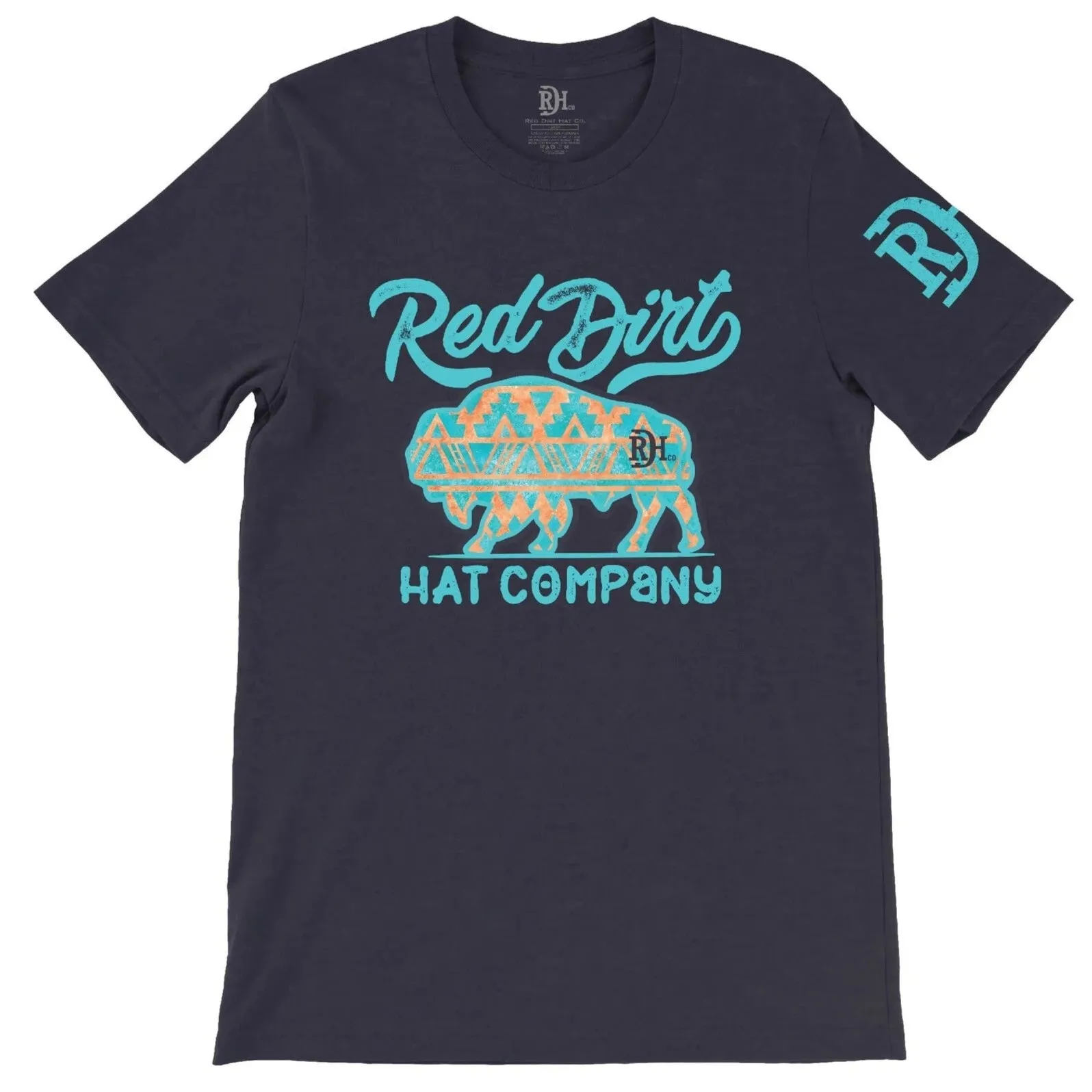 Fresh and Cool Red Dirt Hat Co. "Aztec Bison" T-Shirt in Navy Blue