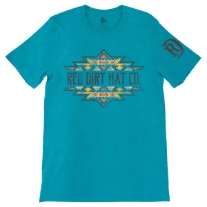 Weekend Smart Look Thermal Regulating Layer Red Dirt Hat Co. "Aztec Shape" T-Shirt in Turquoise