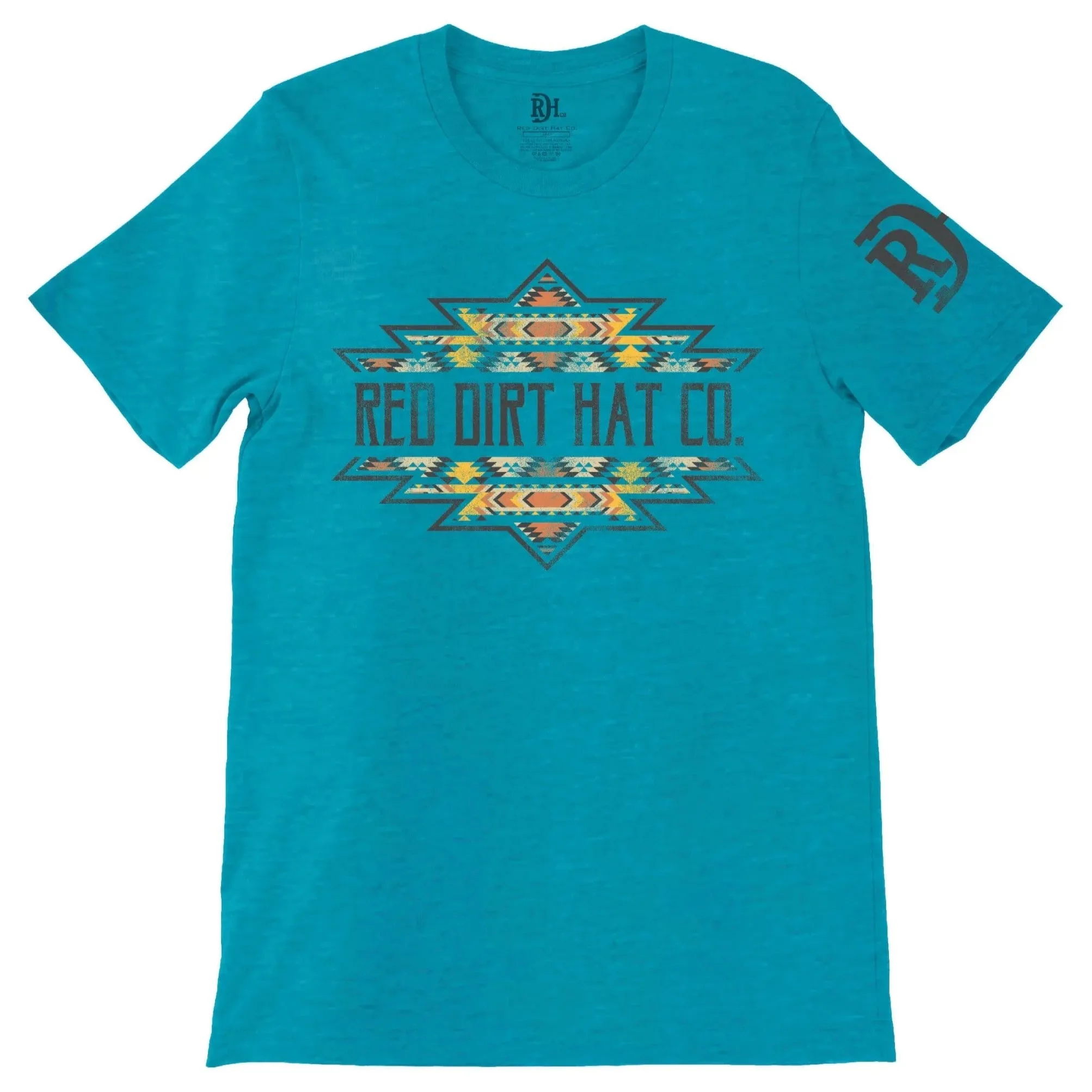Weekend Smart Look Thermal Regulating Layer Red Dirt Hat Co. "Aztec Shape" T-Shirt in Turquoise