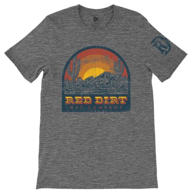 Travel Essential Effortless Wear Red Dirt Hat Co. "Rise n Shine" T-Shirt in Heather Grey
