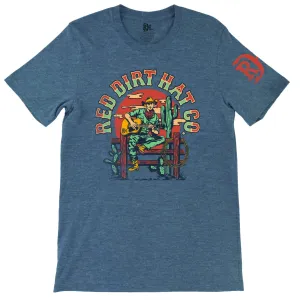 Cycling endurance Comfy Fit Red Dirt Hat Co. "Singing Cowboy" T-Shirt in Heather Navy