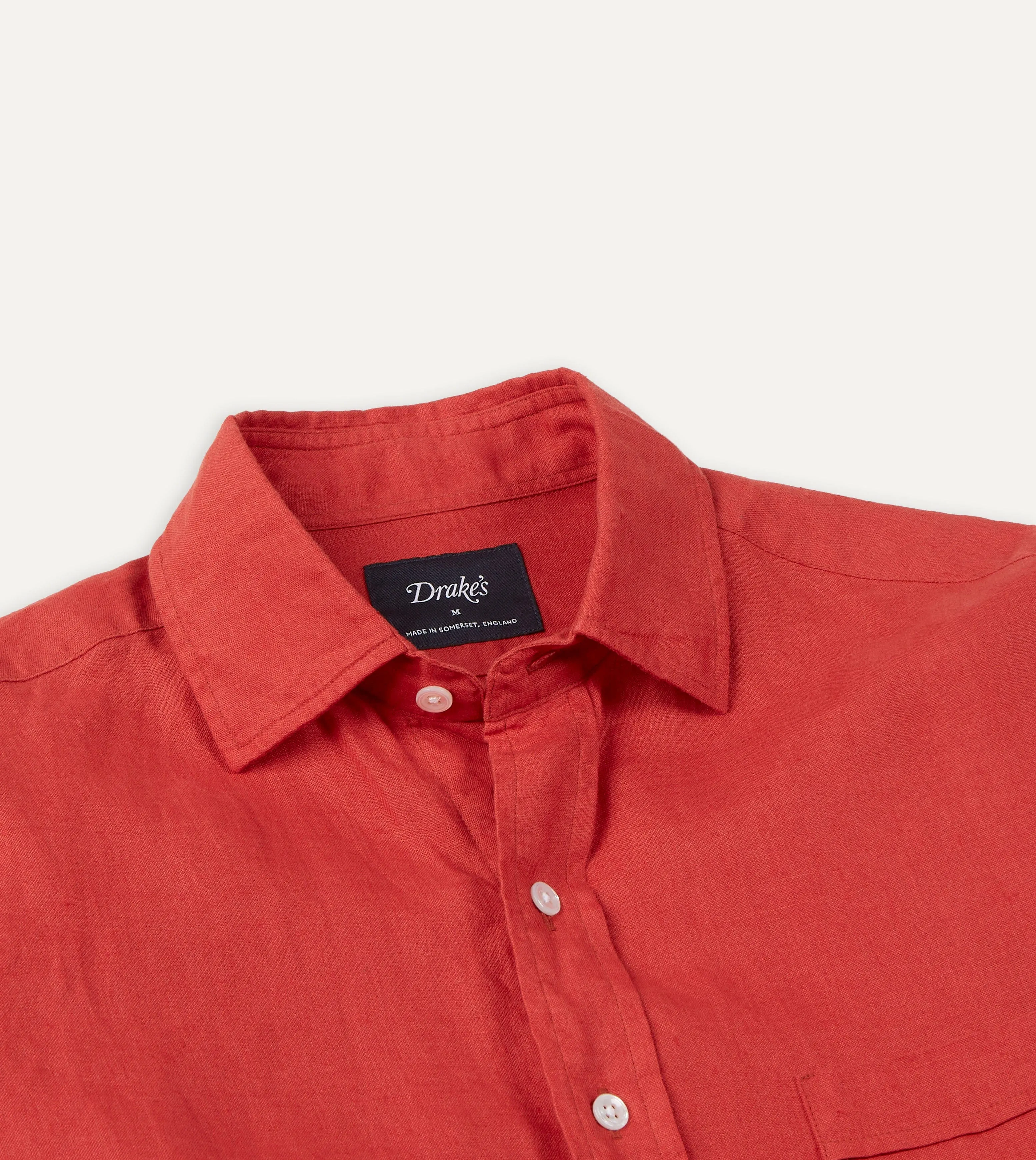 Red Linen Spread Collar Shirt Date night