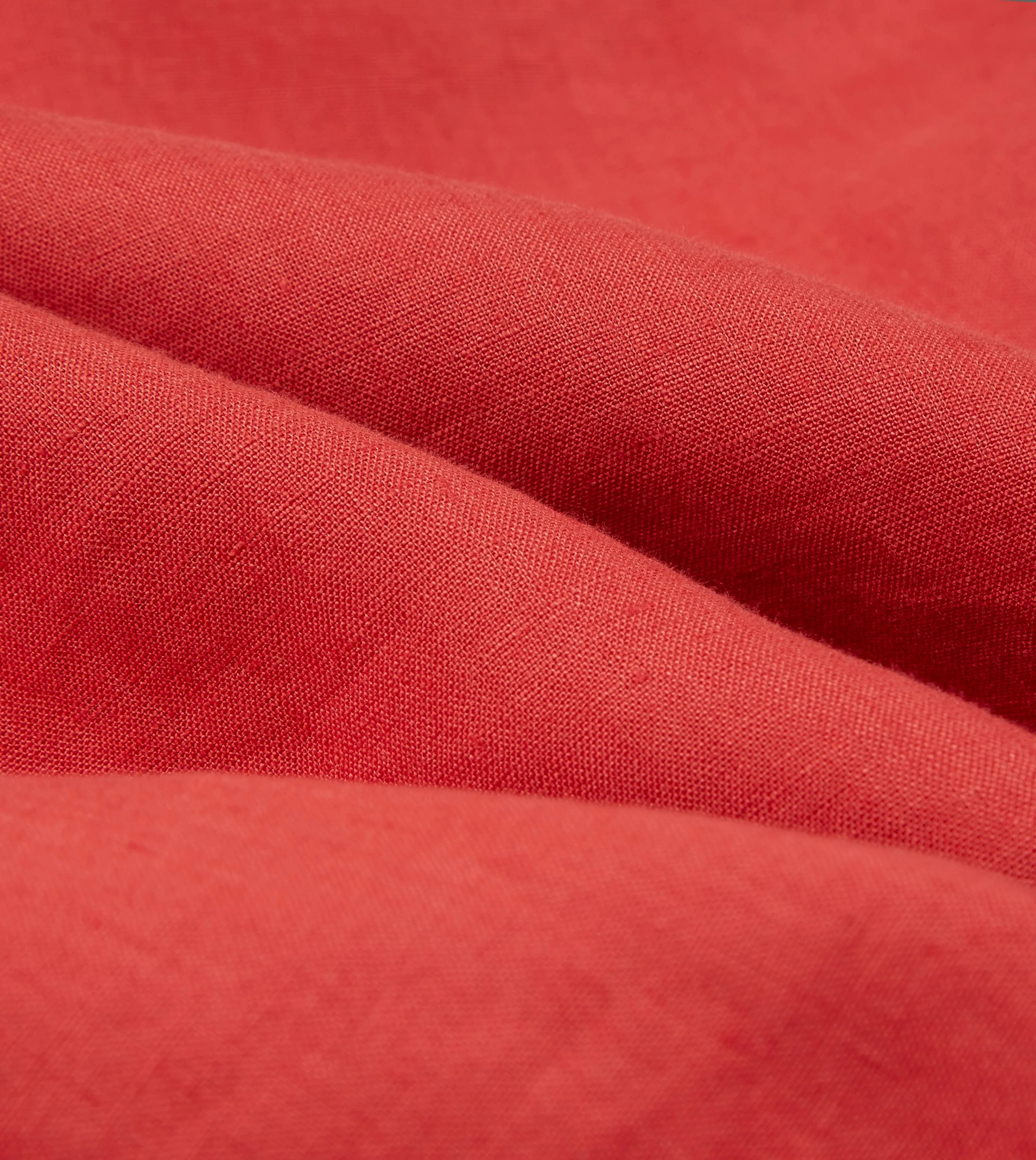 Red Linen Spread Collar Shirt Versatile Wardrobe Piece Timeless Style