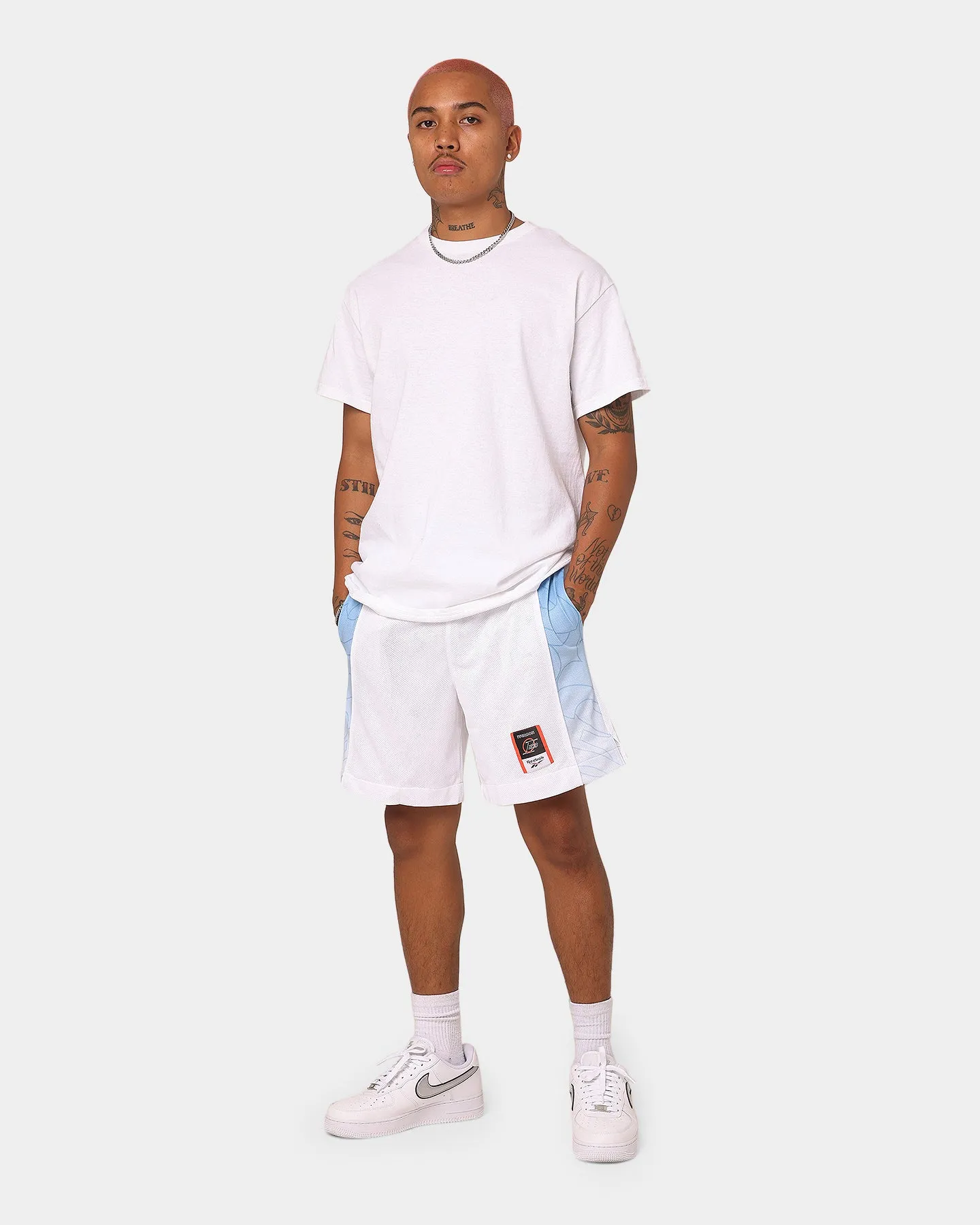 Non Binding Leg Openings Summer Fashion Reebok Iverson Basketball Shorts White/Essential Blue
